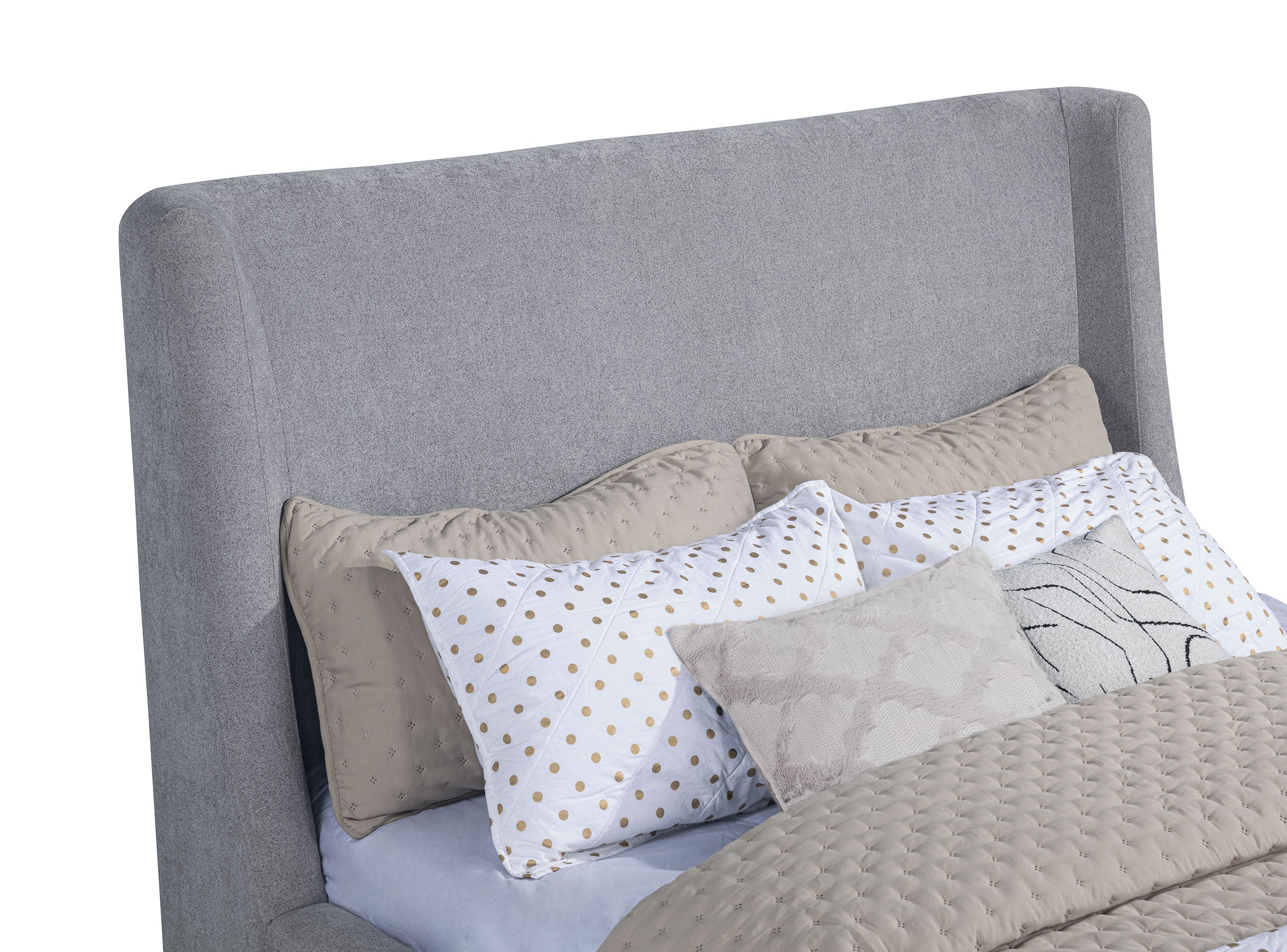 Rennes Upholstered Eastern King Wingback Platform Bed Grey-