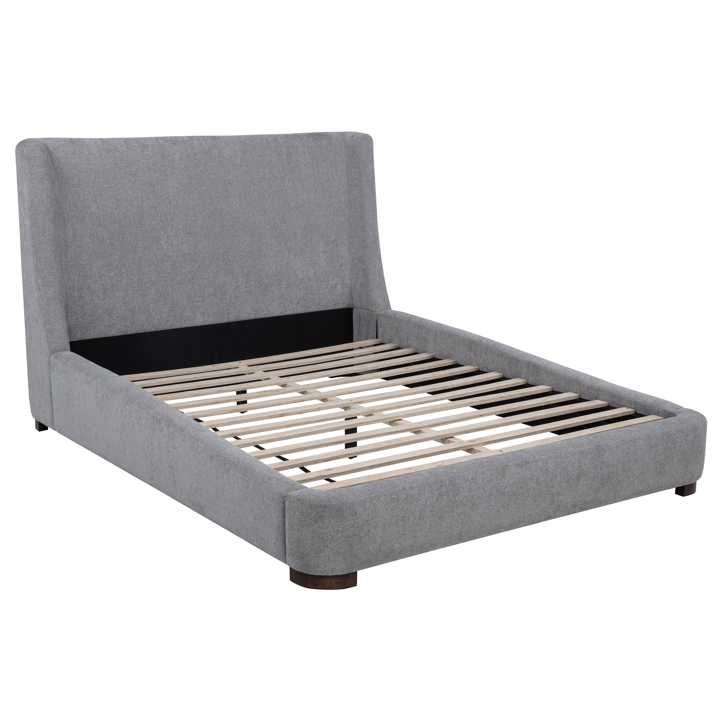 Rennes Upholstered Queen Wingback Platform Bed Grey-