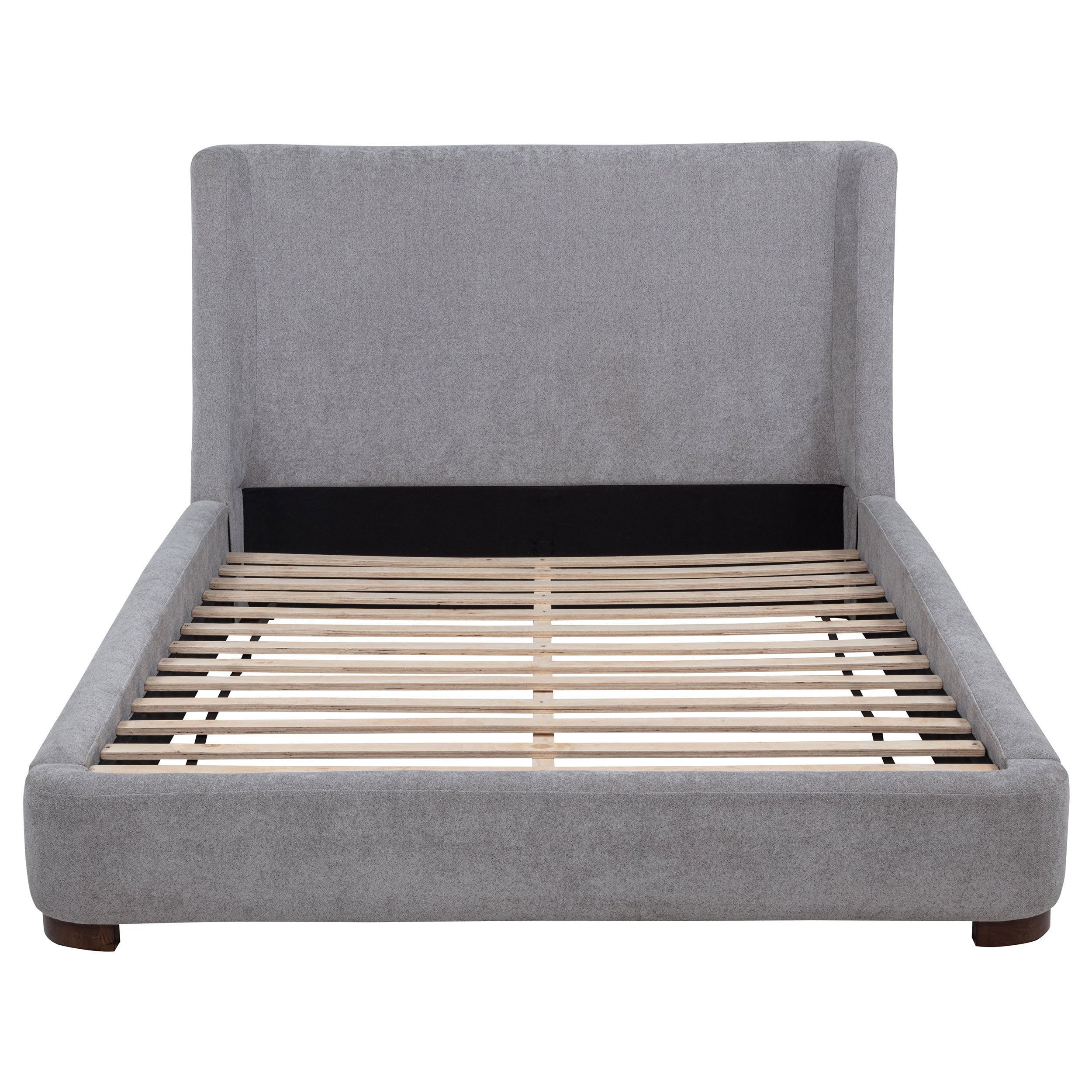Rennes Upholstered Queen Wingback Platform Bed Grey-