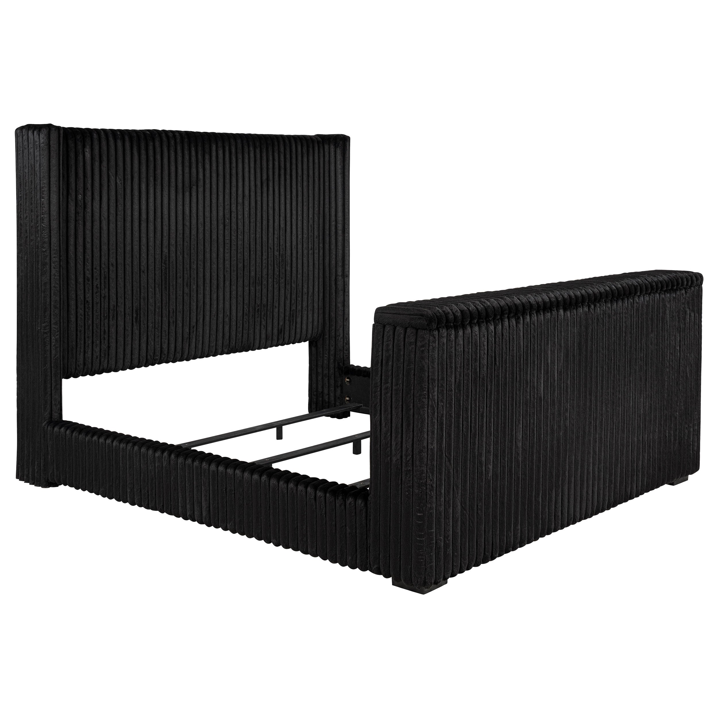 Centergrove Upholstered Eastern King Wingback TV Bed Black-