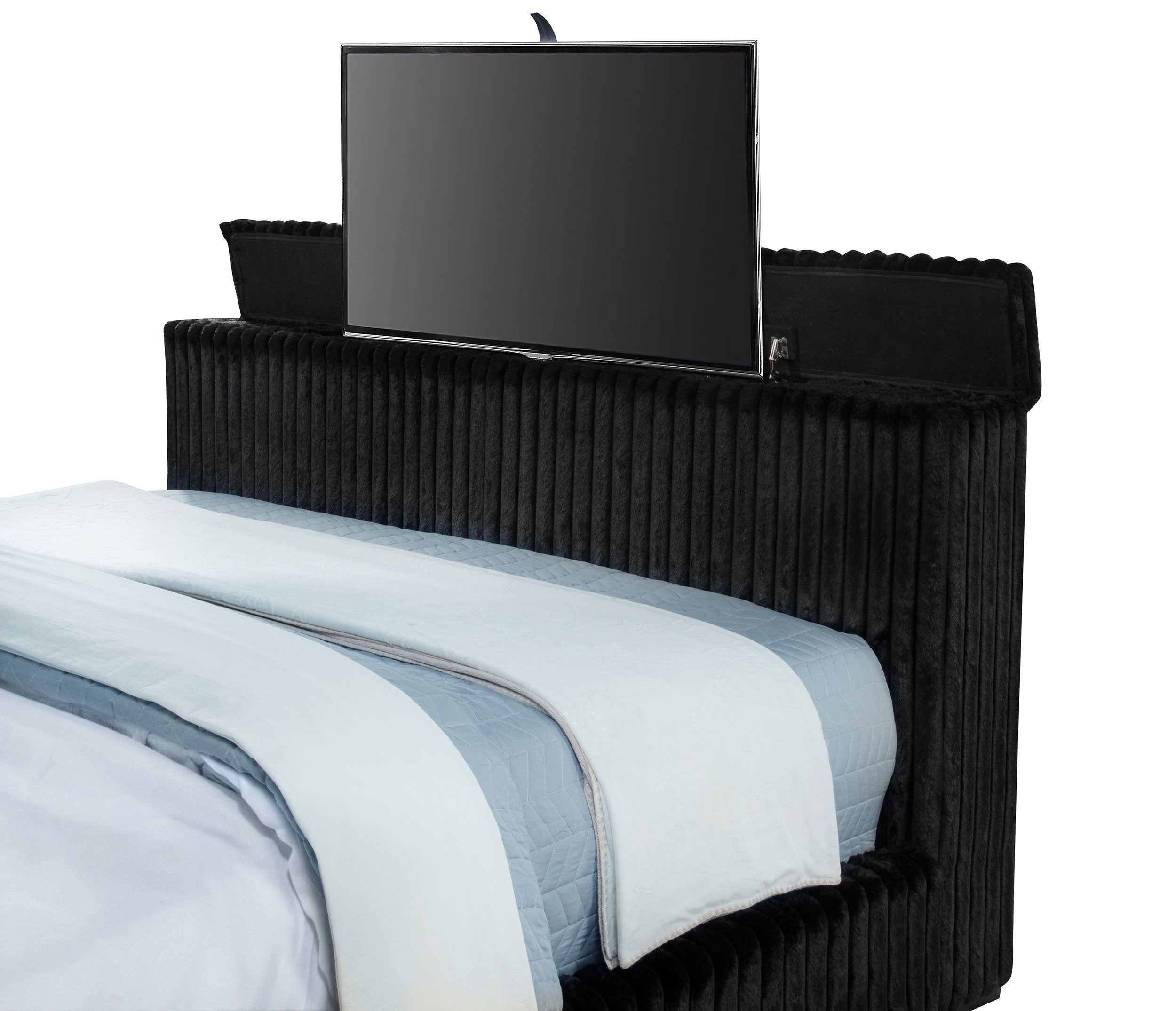 Centergrove Upholstered California King Wingback TV Bed Black-