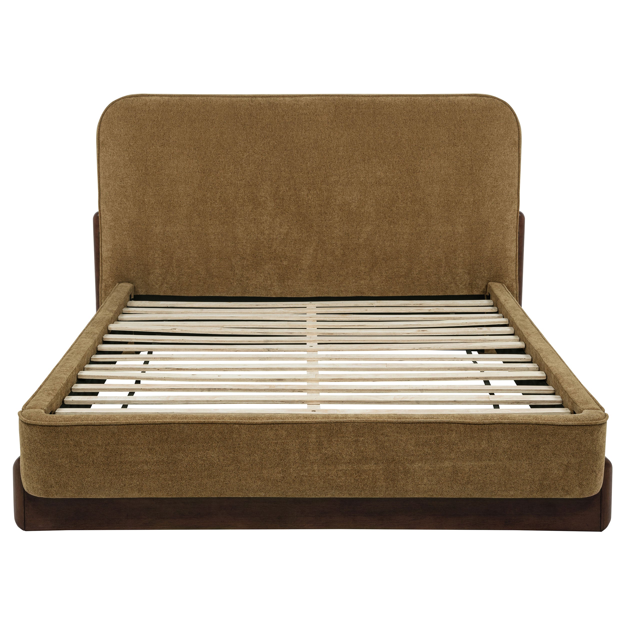 Baldacci Upholstered Eastern King Platform Bed Curry and Walnut-