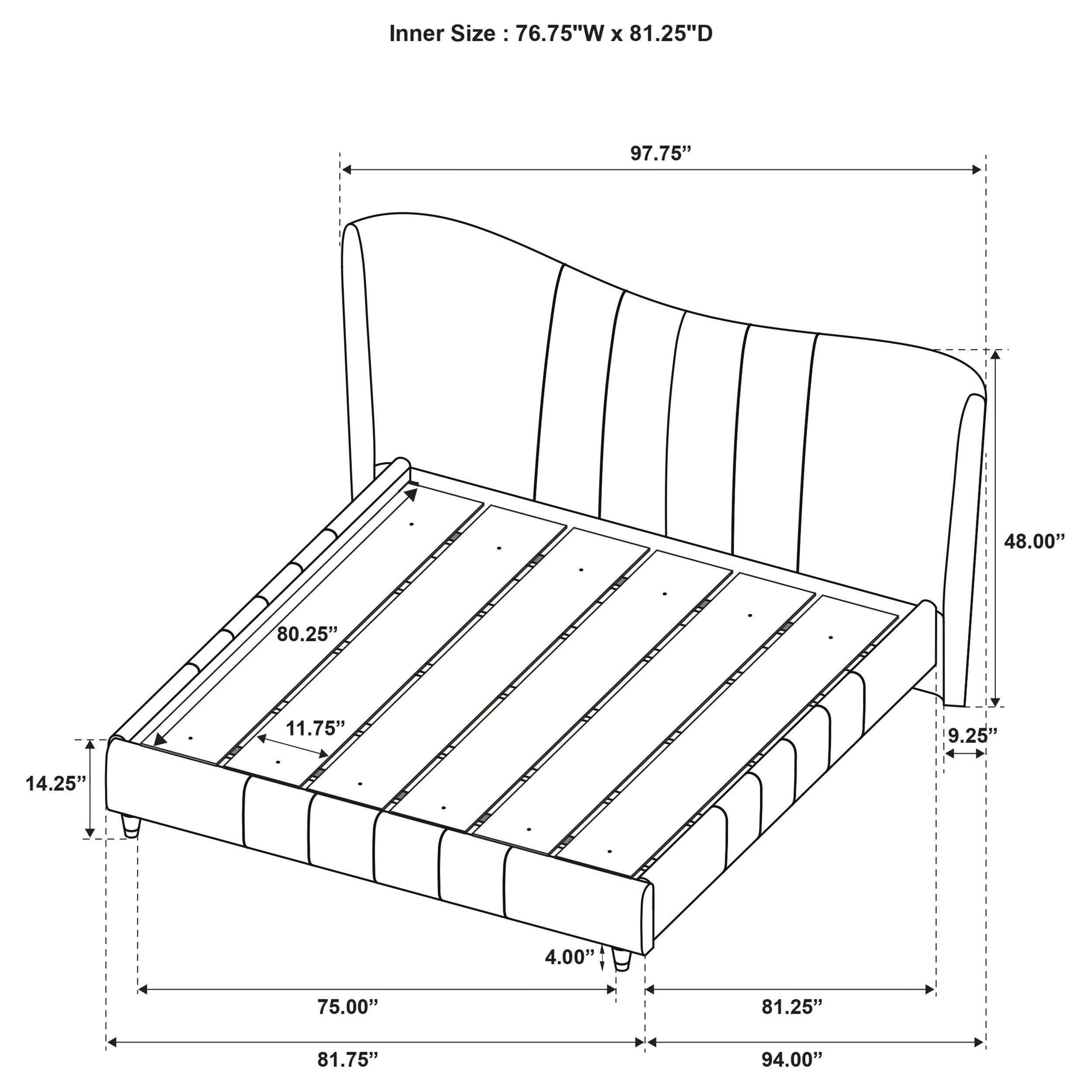 Evelyn Upholstered Eastern King Panel Platform Bed Ivory-