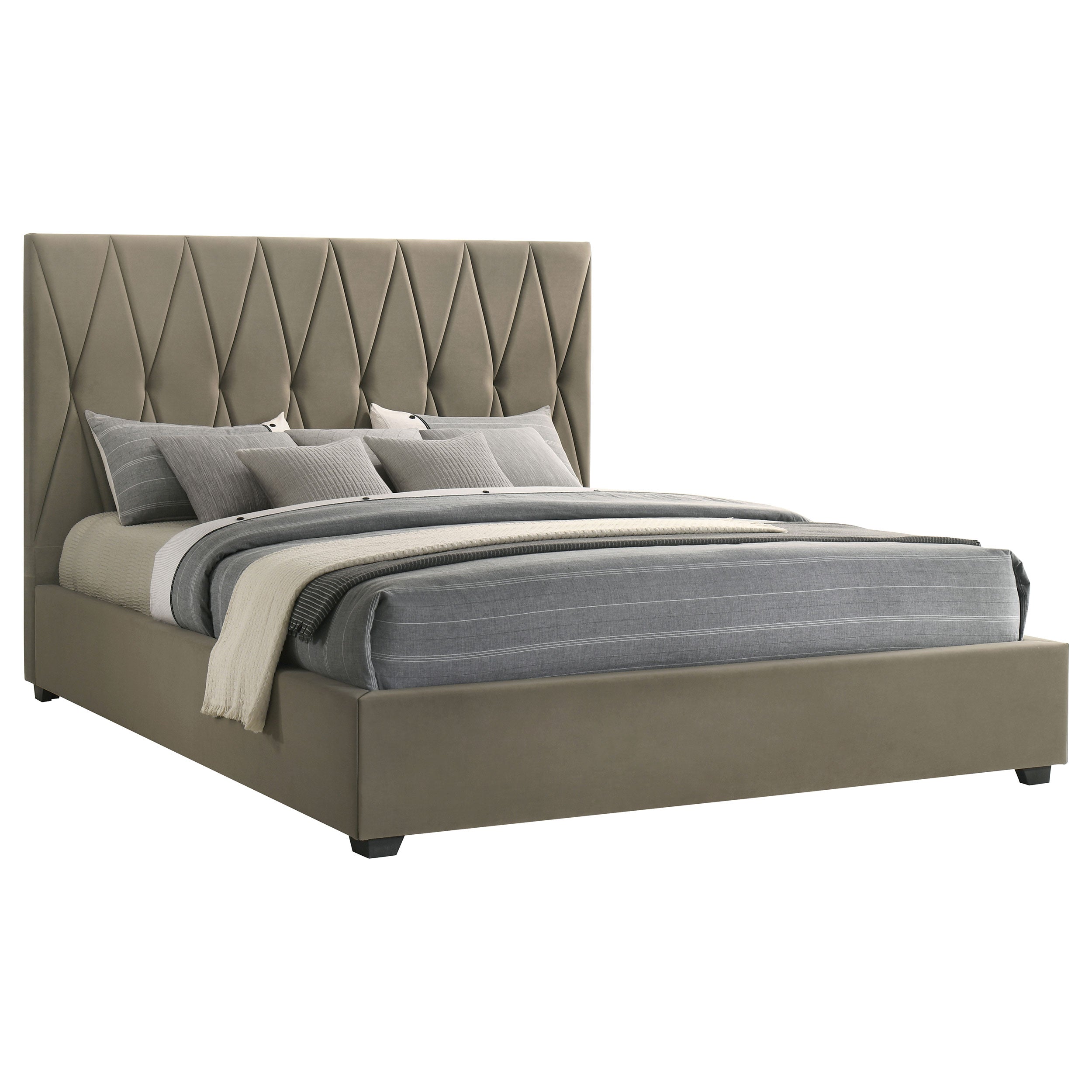 Delsea Upholstered Eastern King Platform Bed Light Brown-