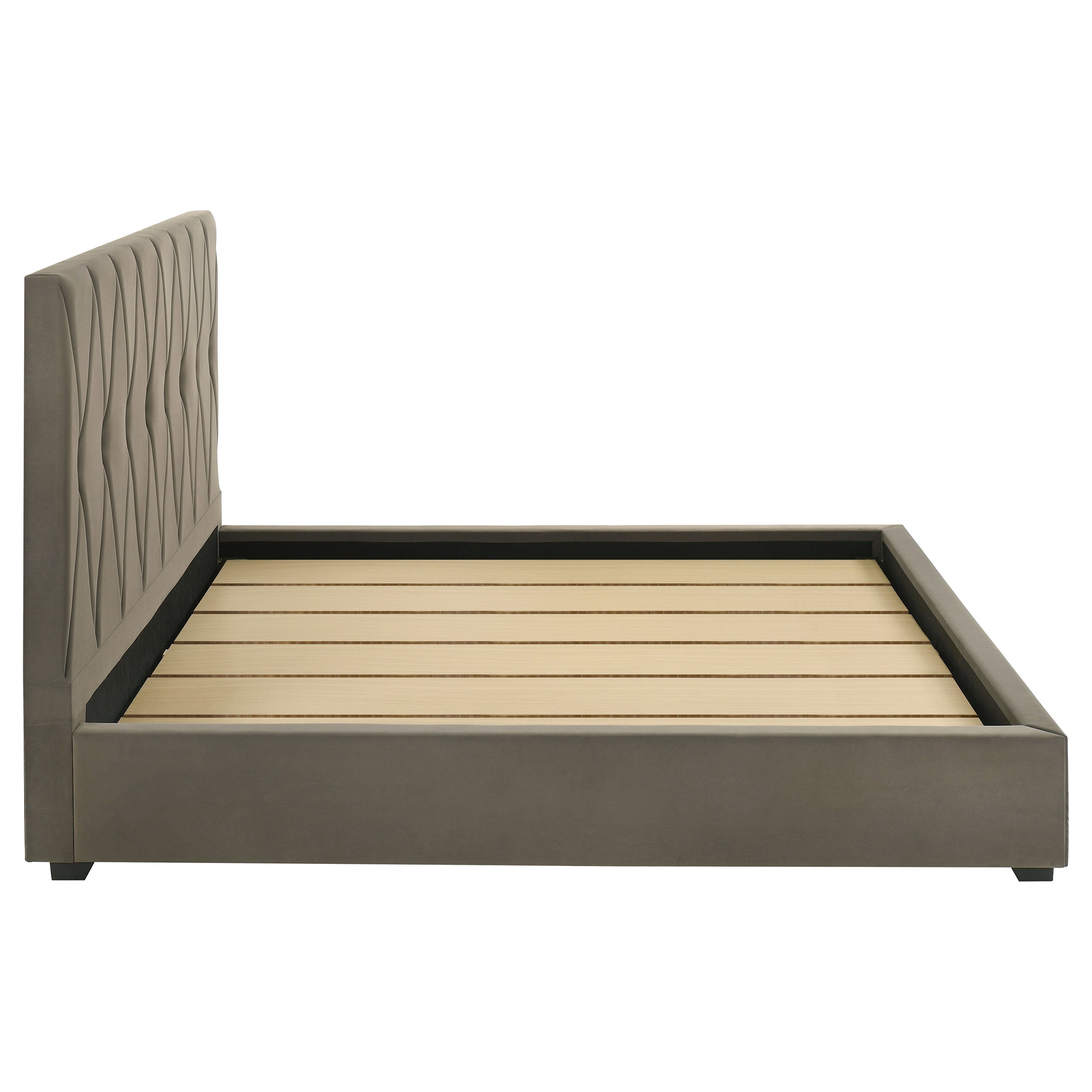 Delsea Upholstered Eastern King Platform Bed Light Brown-