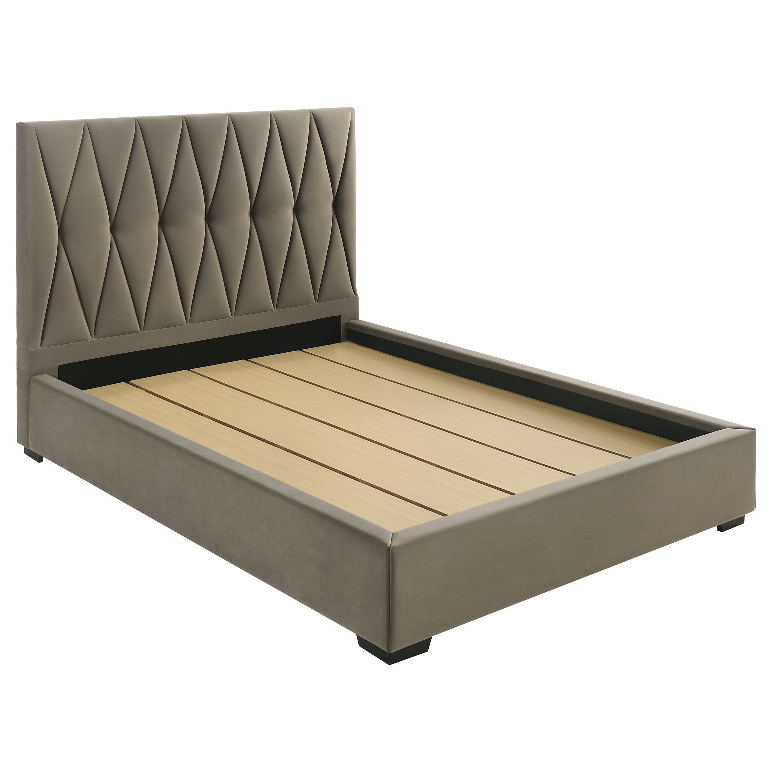 Delsea Upholstered Queen Panel Platform Bed Light Brown-