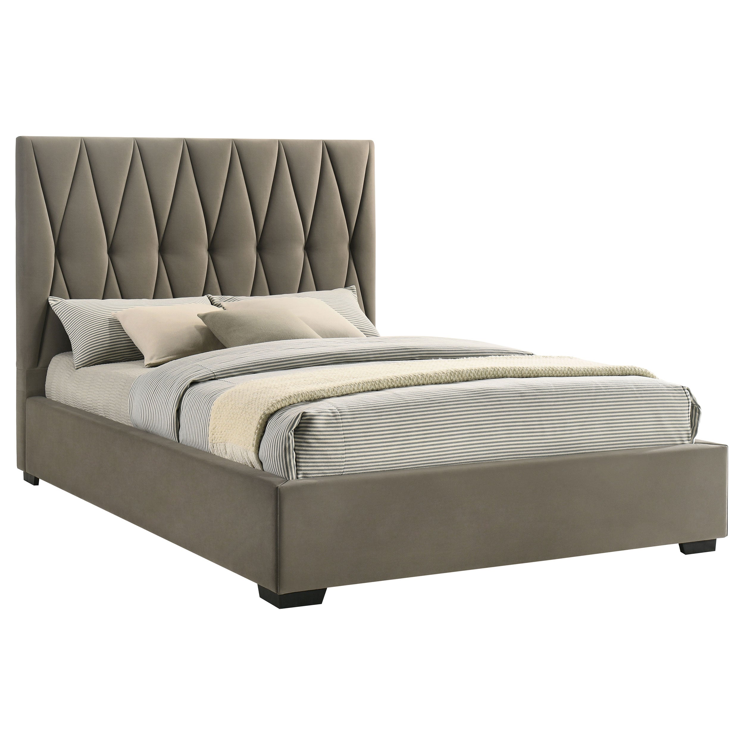 Delsea Upholstered Queen Panel Platform Bed Light Brown-