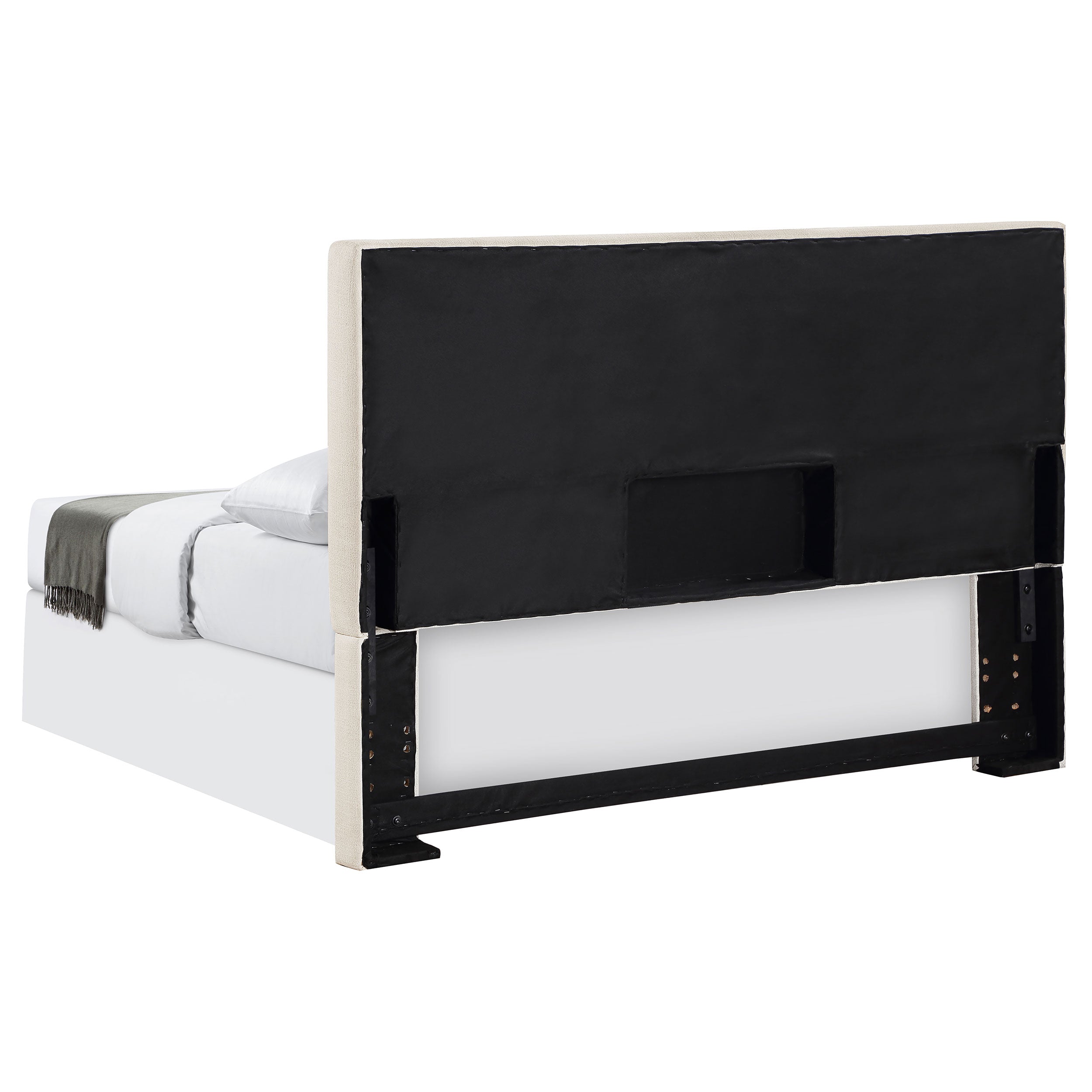 Pirro Upholstered King Panel Headboard Sand-CoasterEveryday