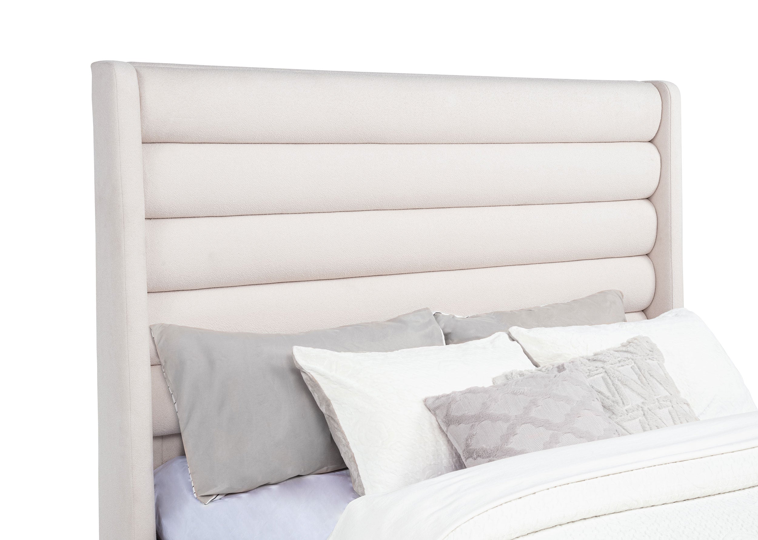 Leslie Upholstered Tufted Full Wingback Platform Bed Beige-
