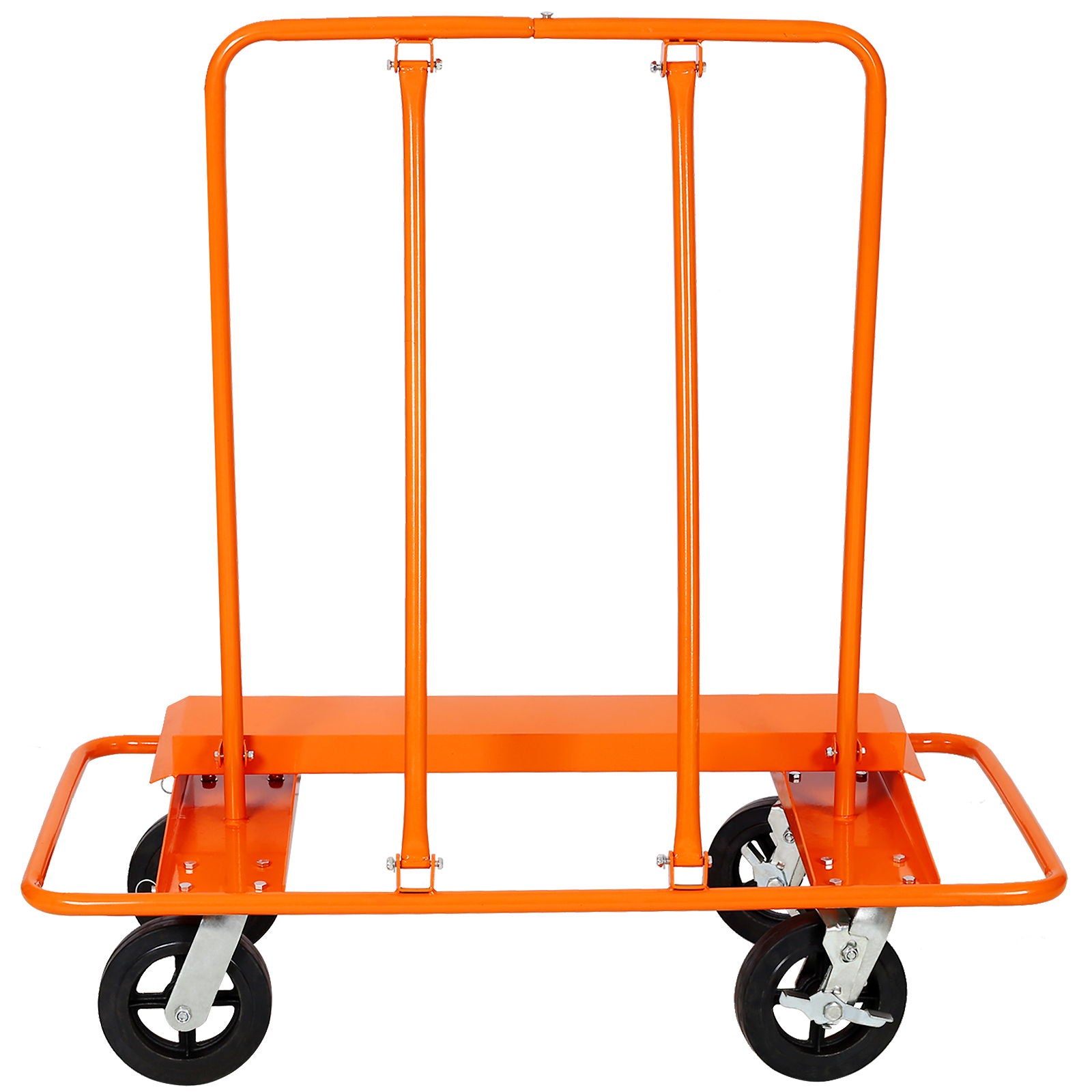 Heavy Duty Drywall Sheet Cart & Panel Dolly With 2400Lbs Capacity, Mold On Rubber Wheels, Steel Construction - Orange
