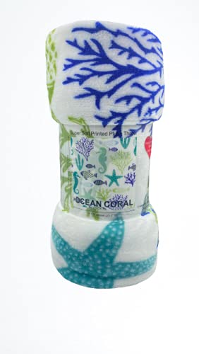Decor&More Corales de Marina Blue Coral Seahorse Oceanic Microplush Throw Blanket Ocean Blanket for Boys and Girls and Kids of Any Age (50" x 60") - Best Buy Furniture
