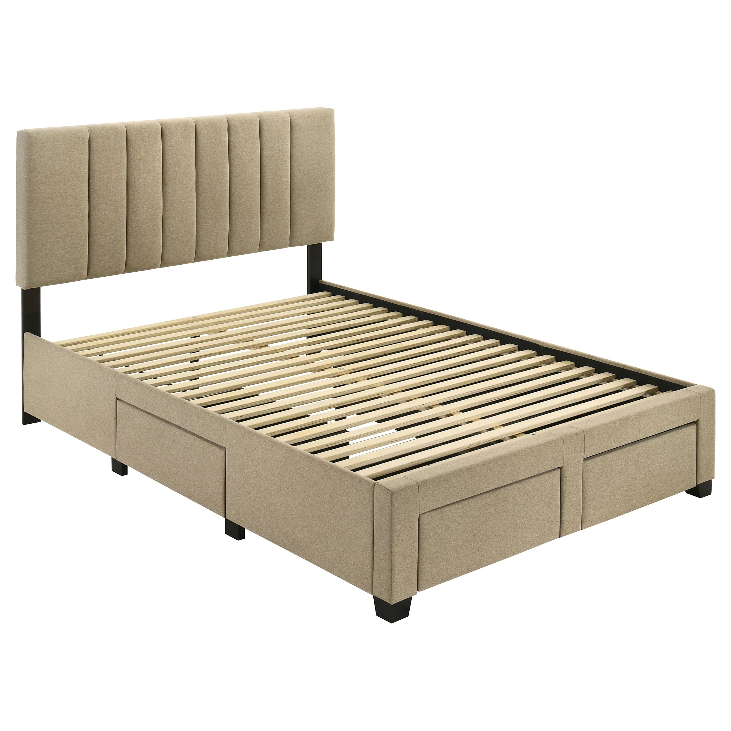 Wheatland 4-drawer Upholstered Full Storage Bed Light Brown-