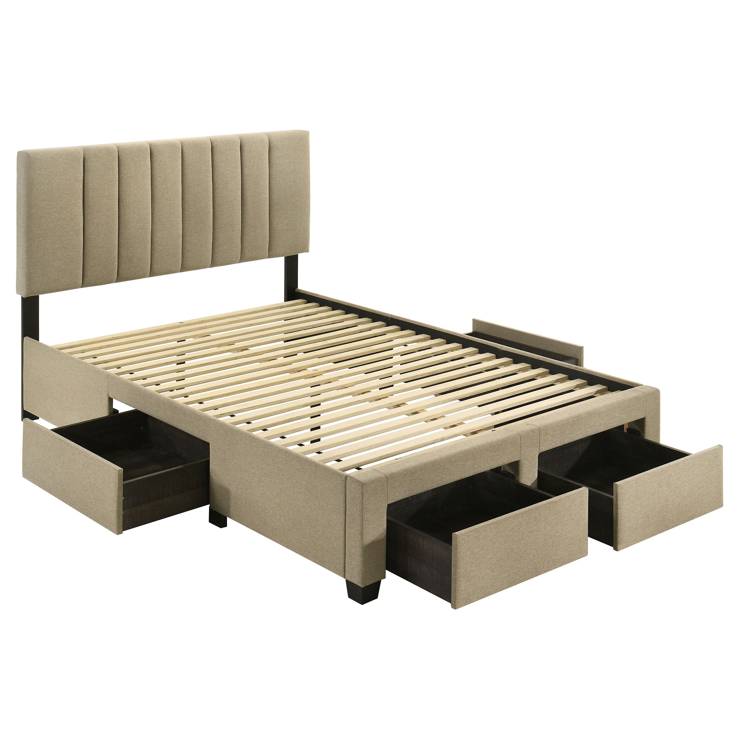 Wheatland 4-drawer Upholstered Full Storage Bed Light Brown-