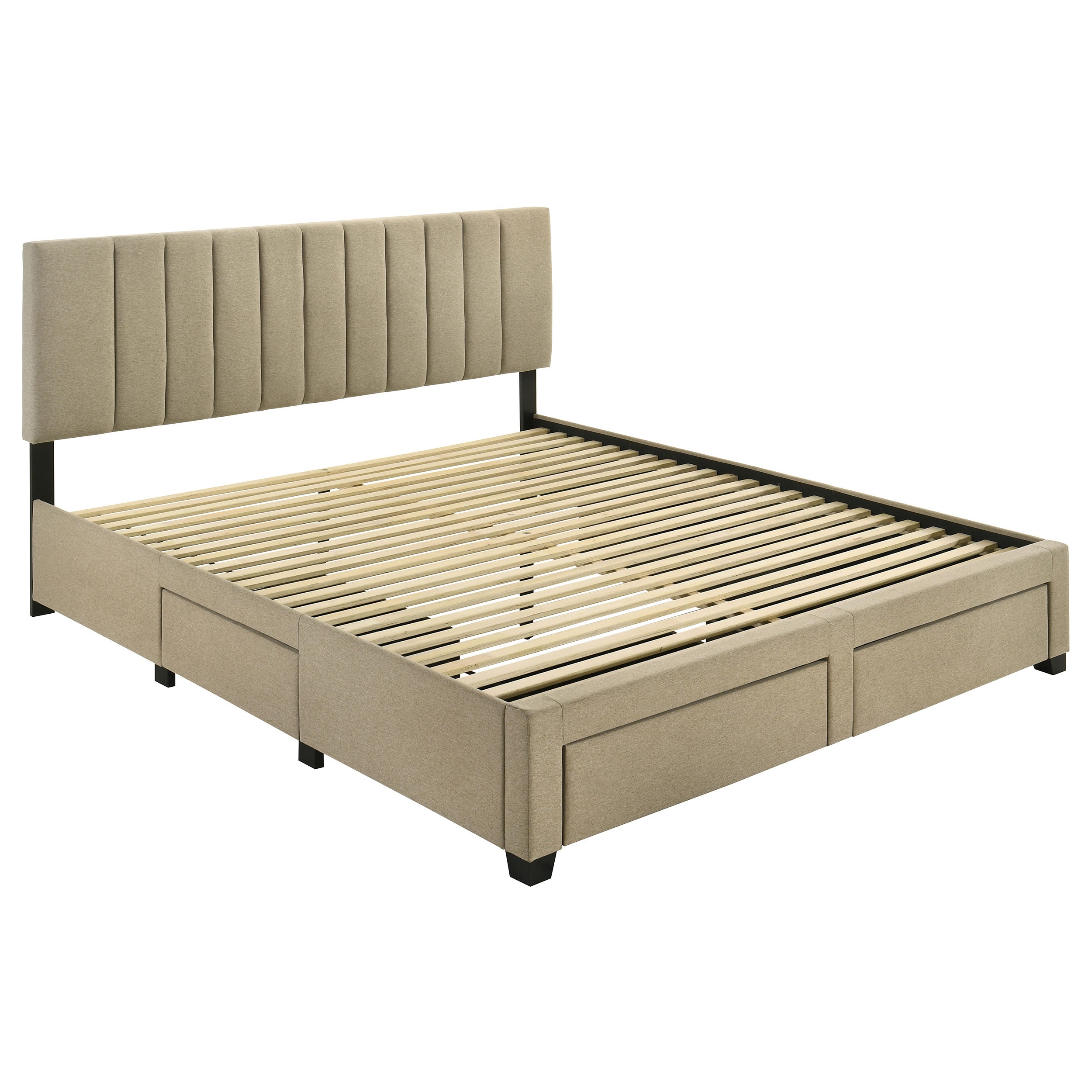 Wheatland 4-drawer Upholstered Eastern King Storage Bed Brown-