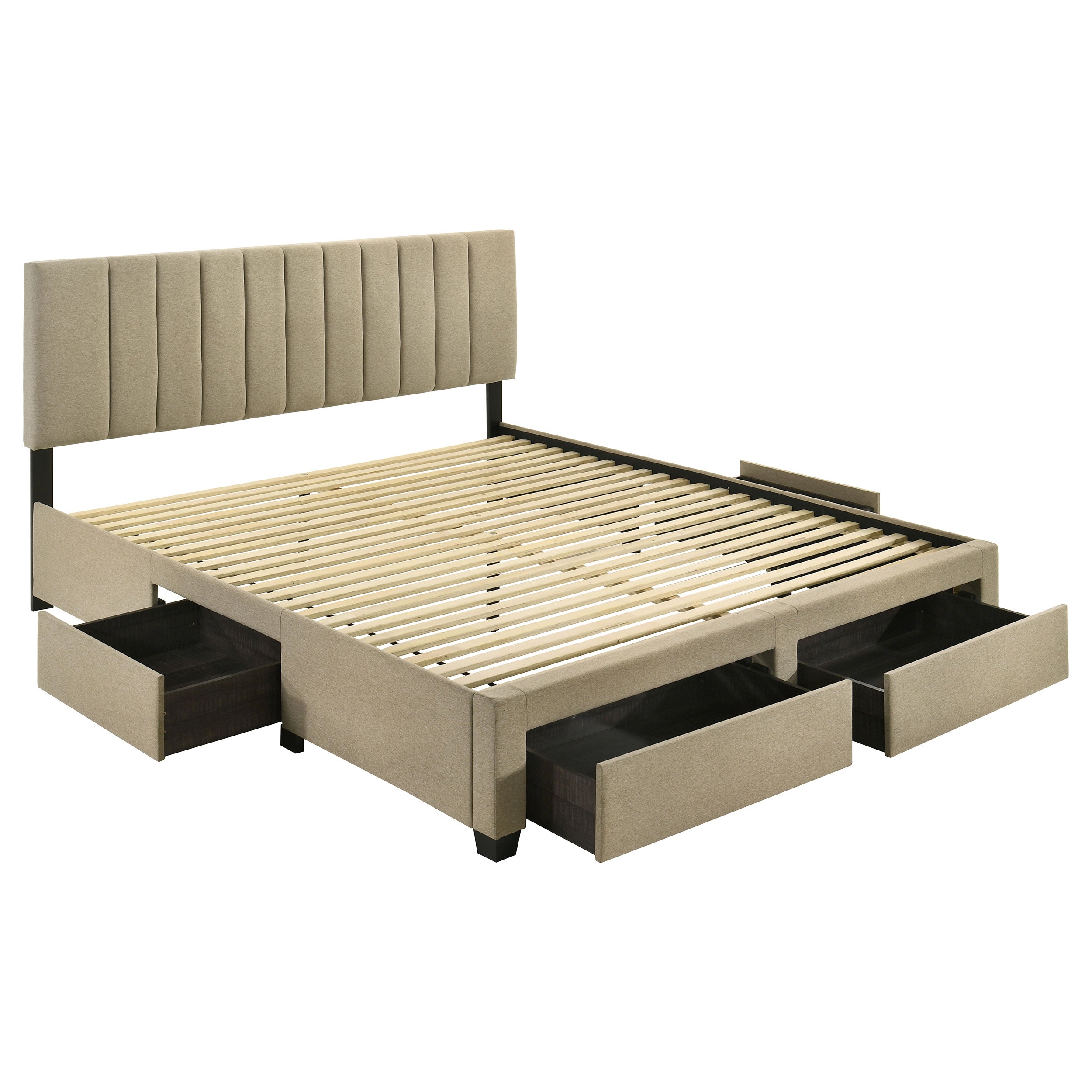Wheatland 4-drawer Upholstered Eastern King Storage Bed Brown-