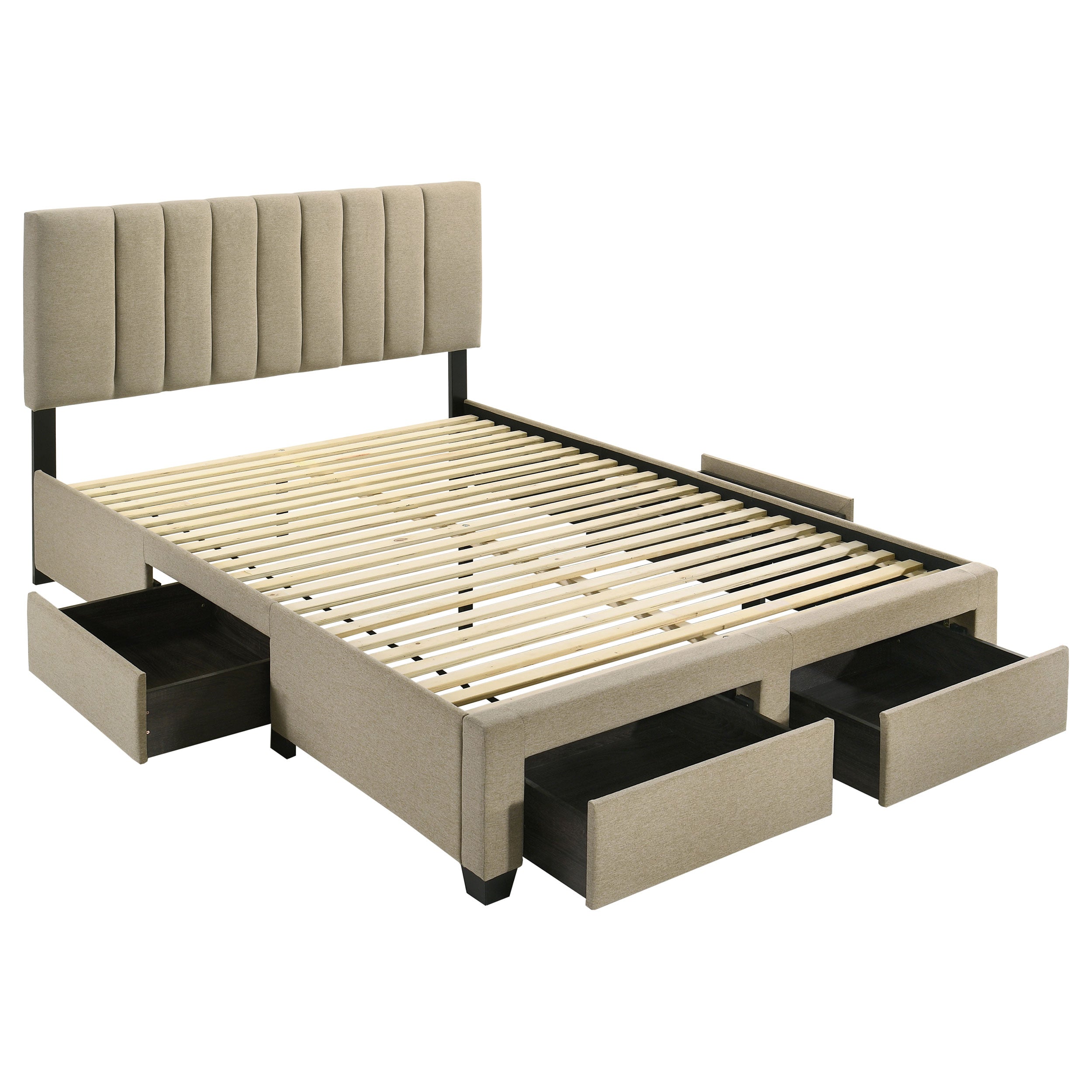 Wheatland 4-drawer Upholstered Queen Storage Bed Light Brown-