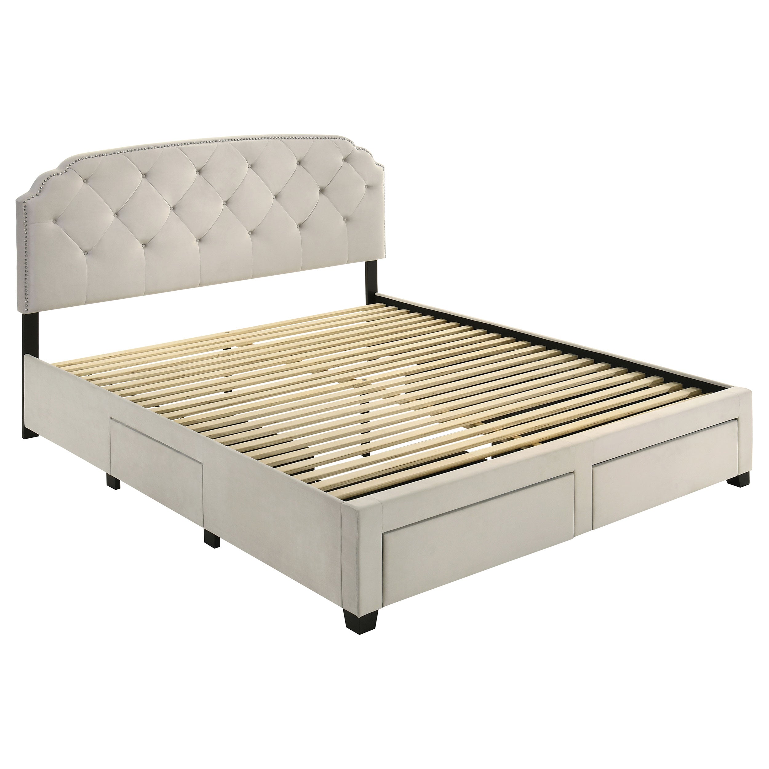 Marianna 4-drawer Upholstered Eastern King Storage Bed Cream-