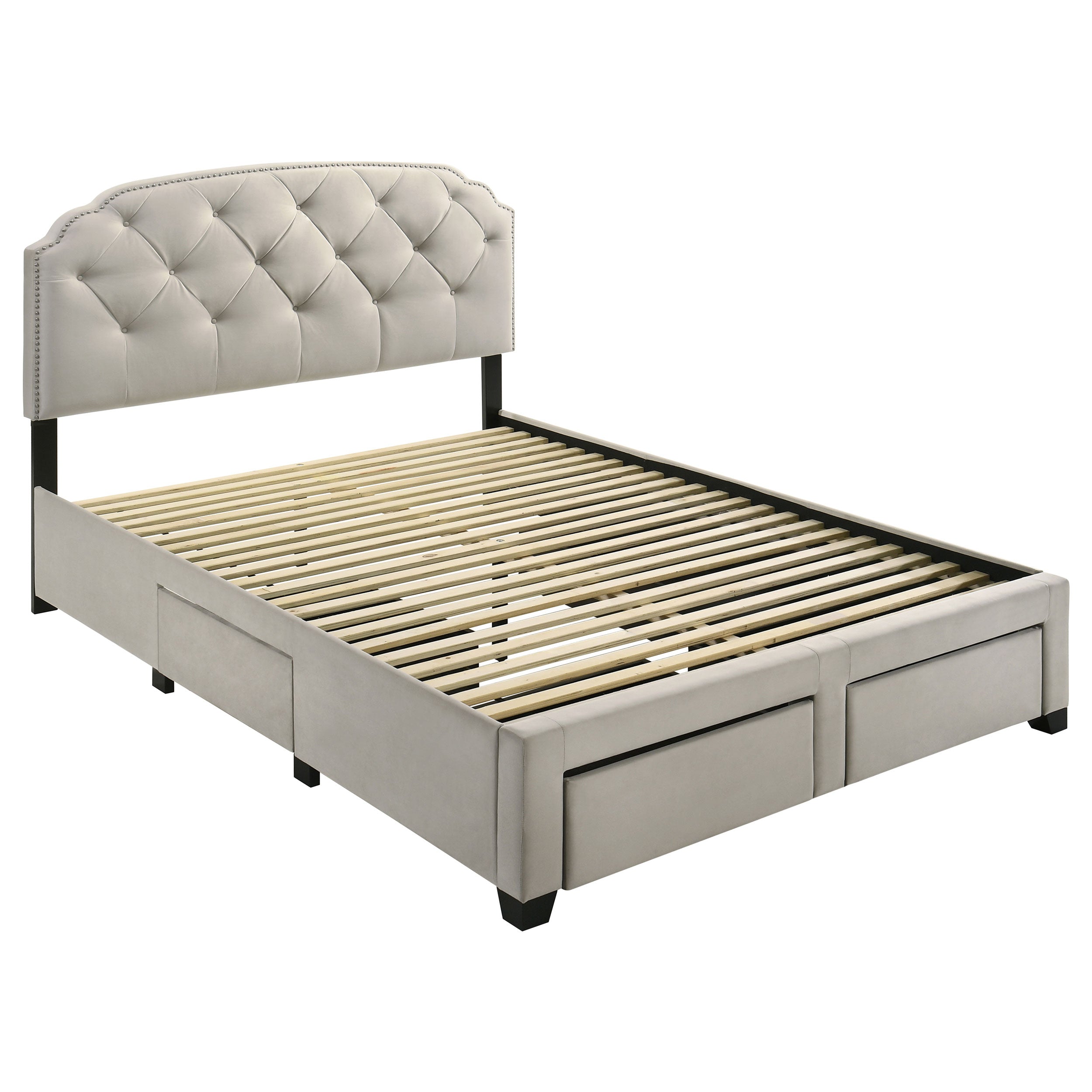 Marianna 4-drawer Upholstered Queen Storage Bed Cream-