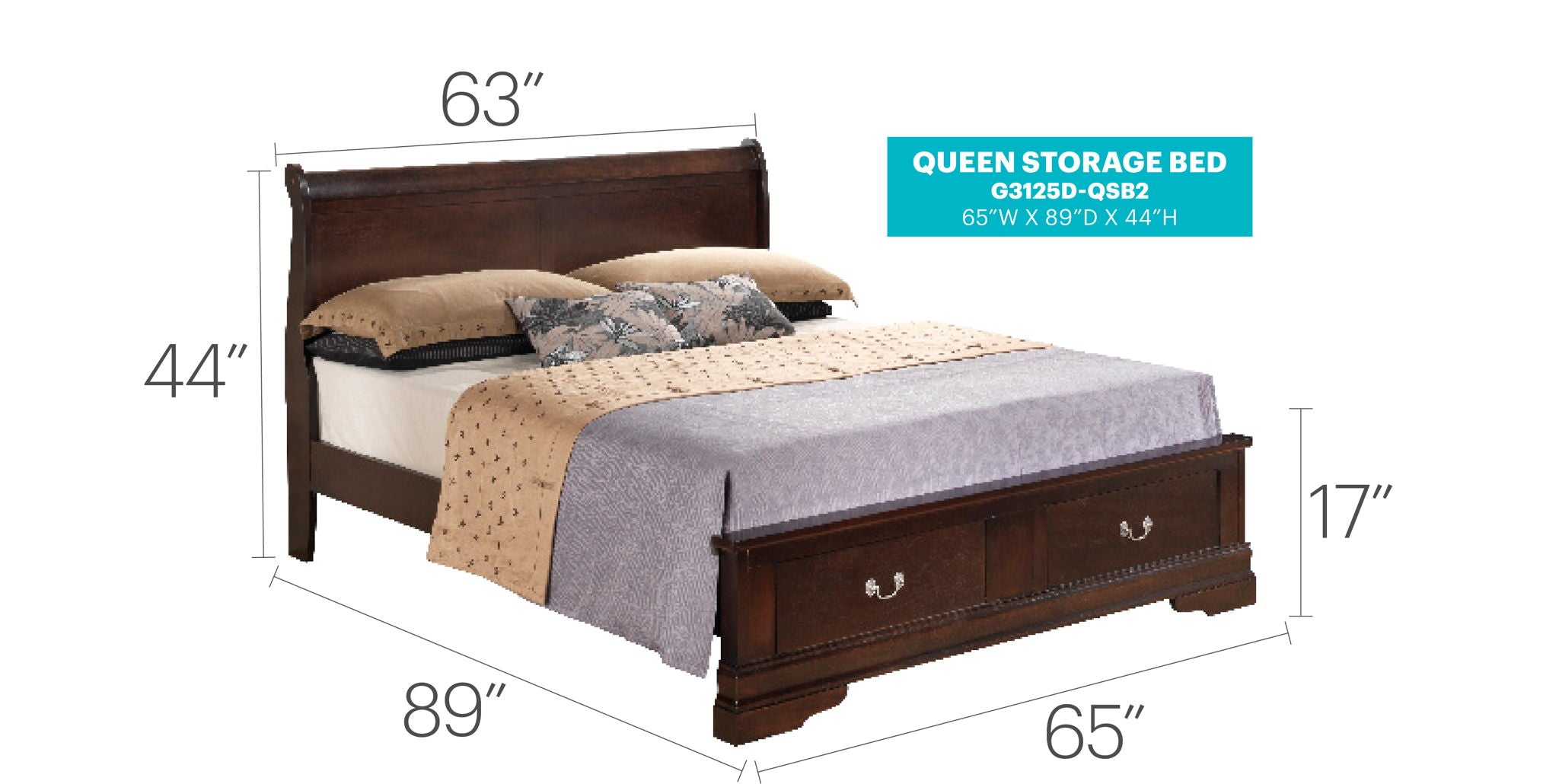 Louis Phillipe - Storage Bed
