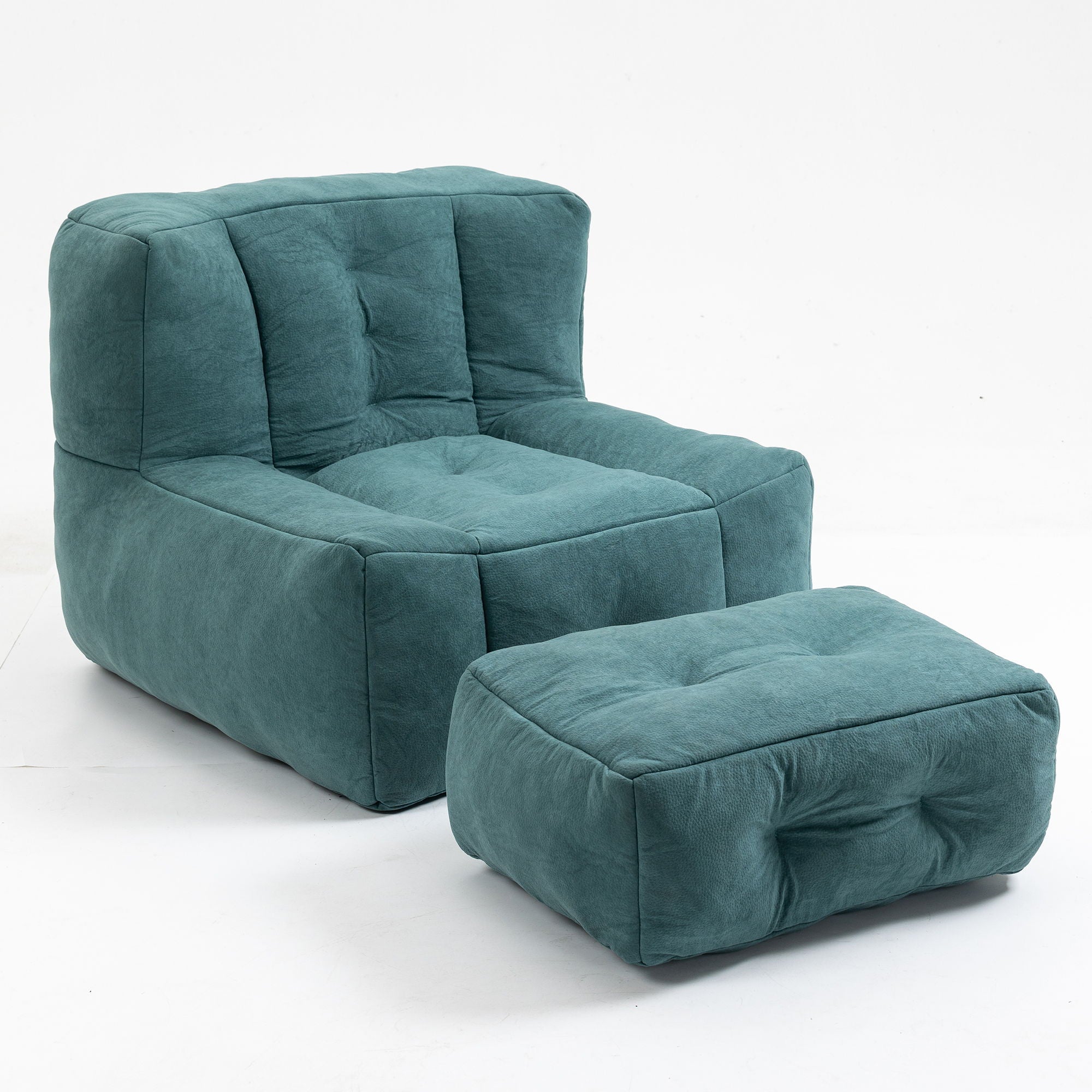 Modern Indoor Fluffy Bean Bag Chair With Memory Foam And Ottoman, Super Soft