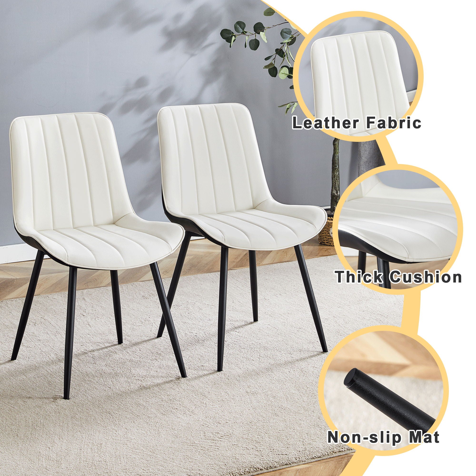 Modern Style Extended Seat Cushion Dining Chair Set