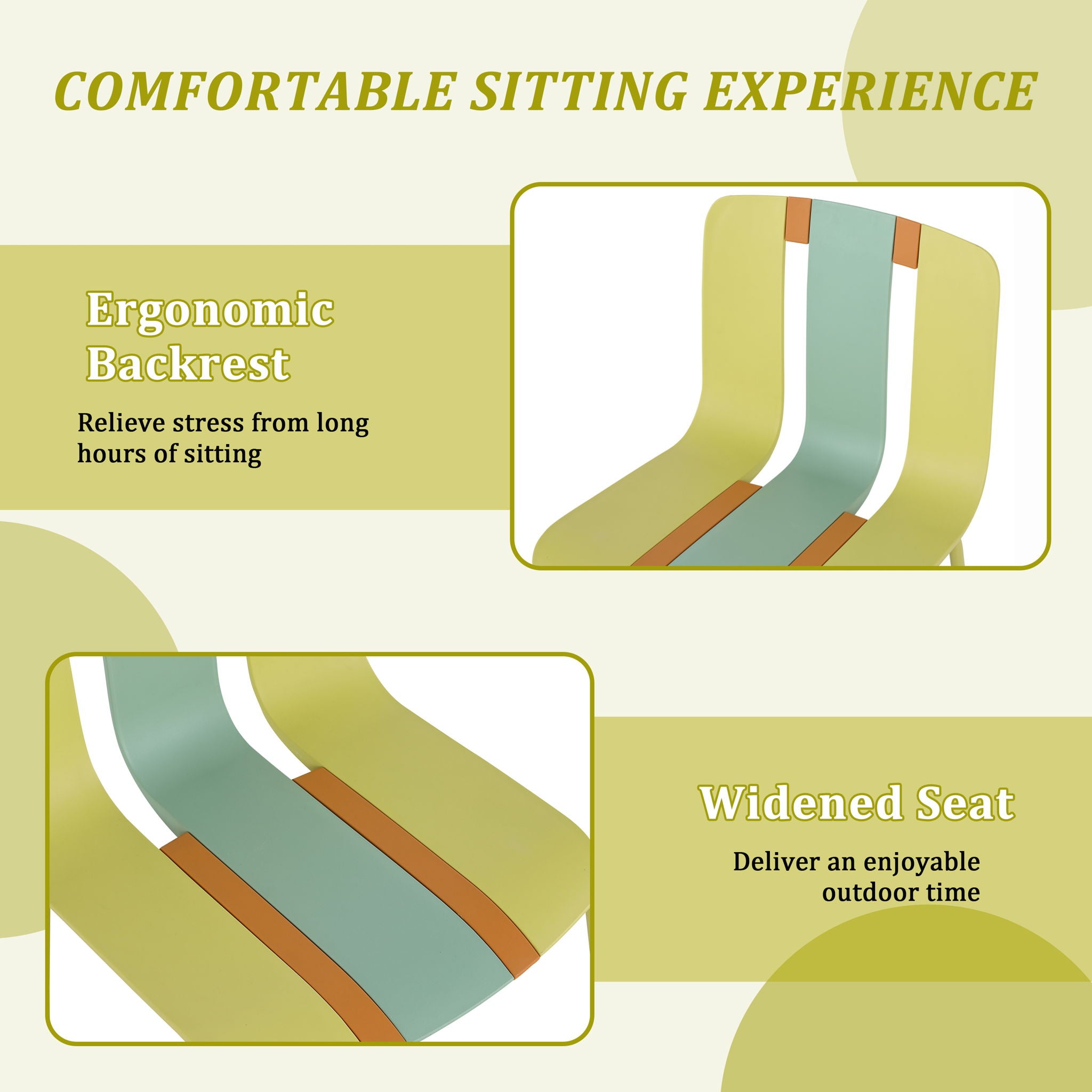 4 Piece Set Of Modern Striped Single Chairs With Folding Square Table