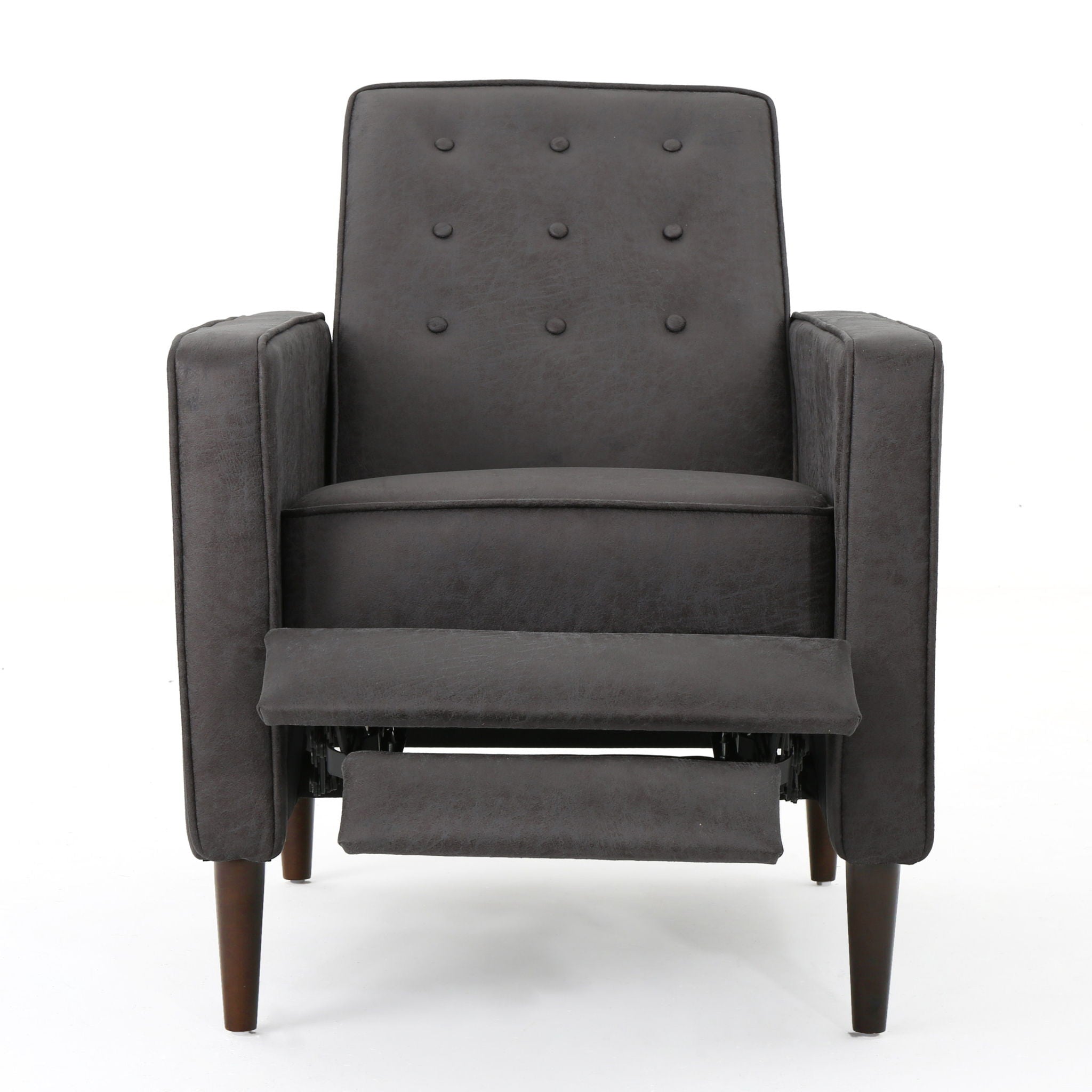 Macedonia - Mid Century Modern Button Tufted Fabric Recliner - Slate