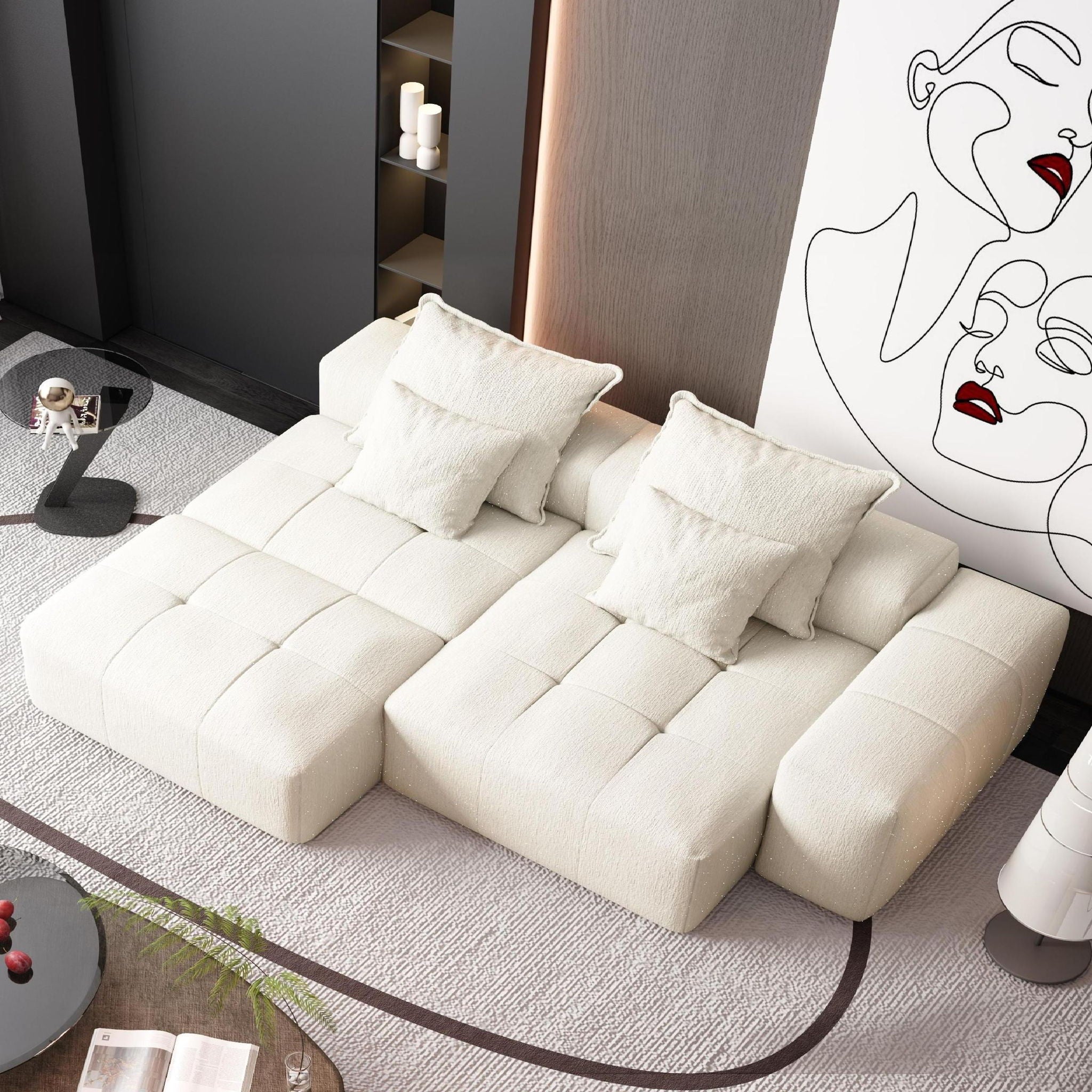 Modern Oversized Diy Combination Modular Sectional Sofa With Pillows