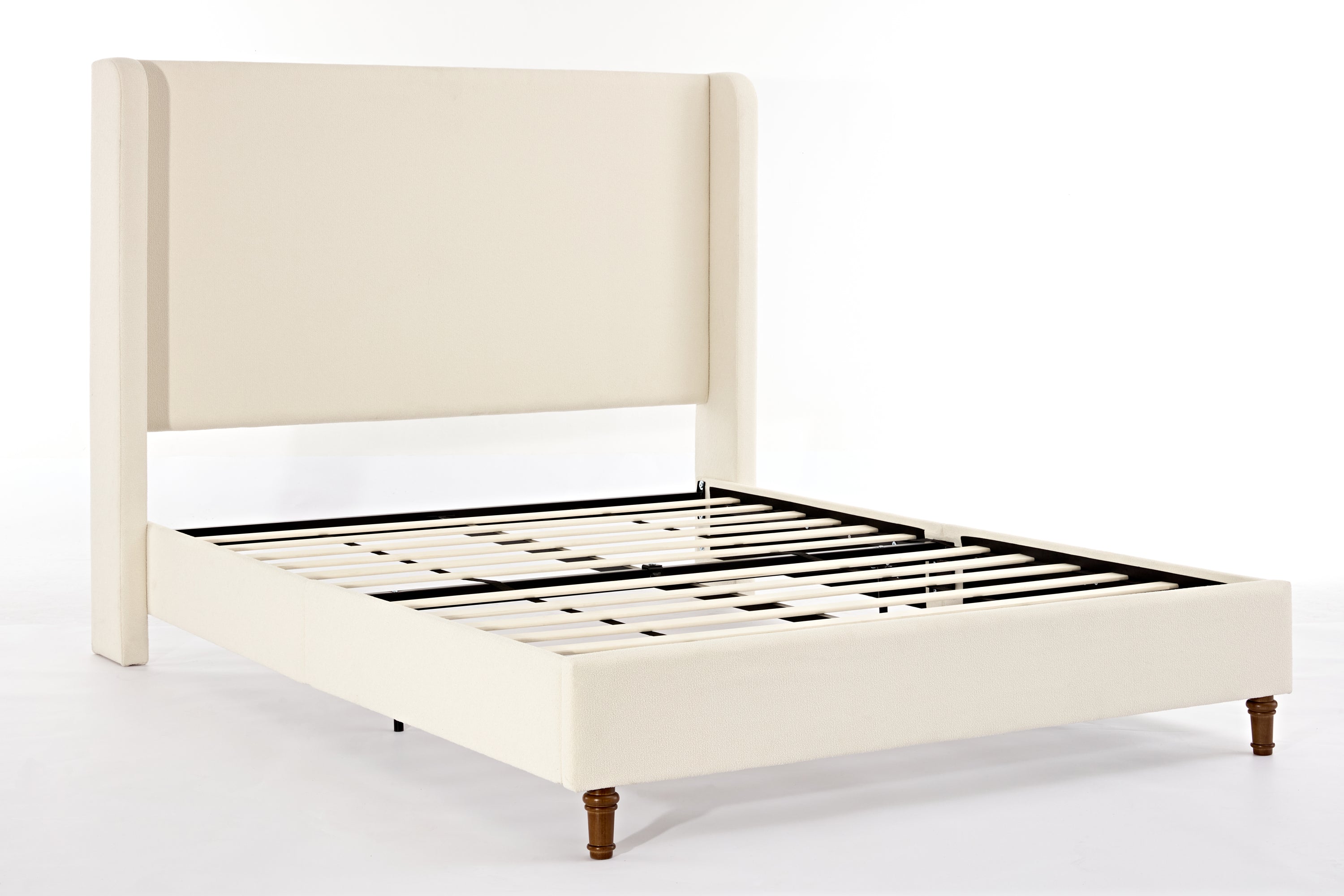 Harper upholstered bed, 54" headboard, ivory boucle