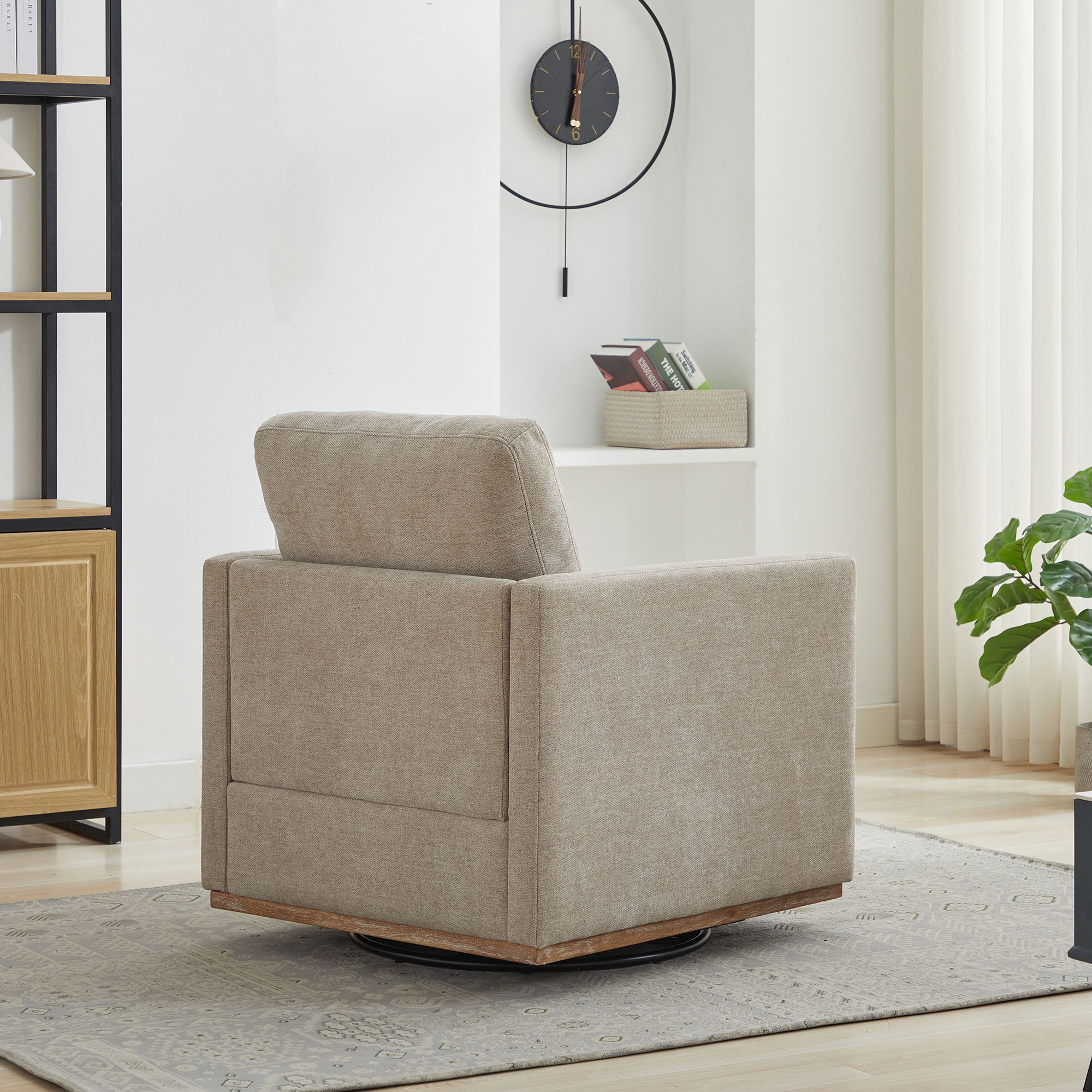 Square Upholstered Swivel Accent Chair For Living Room