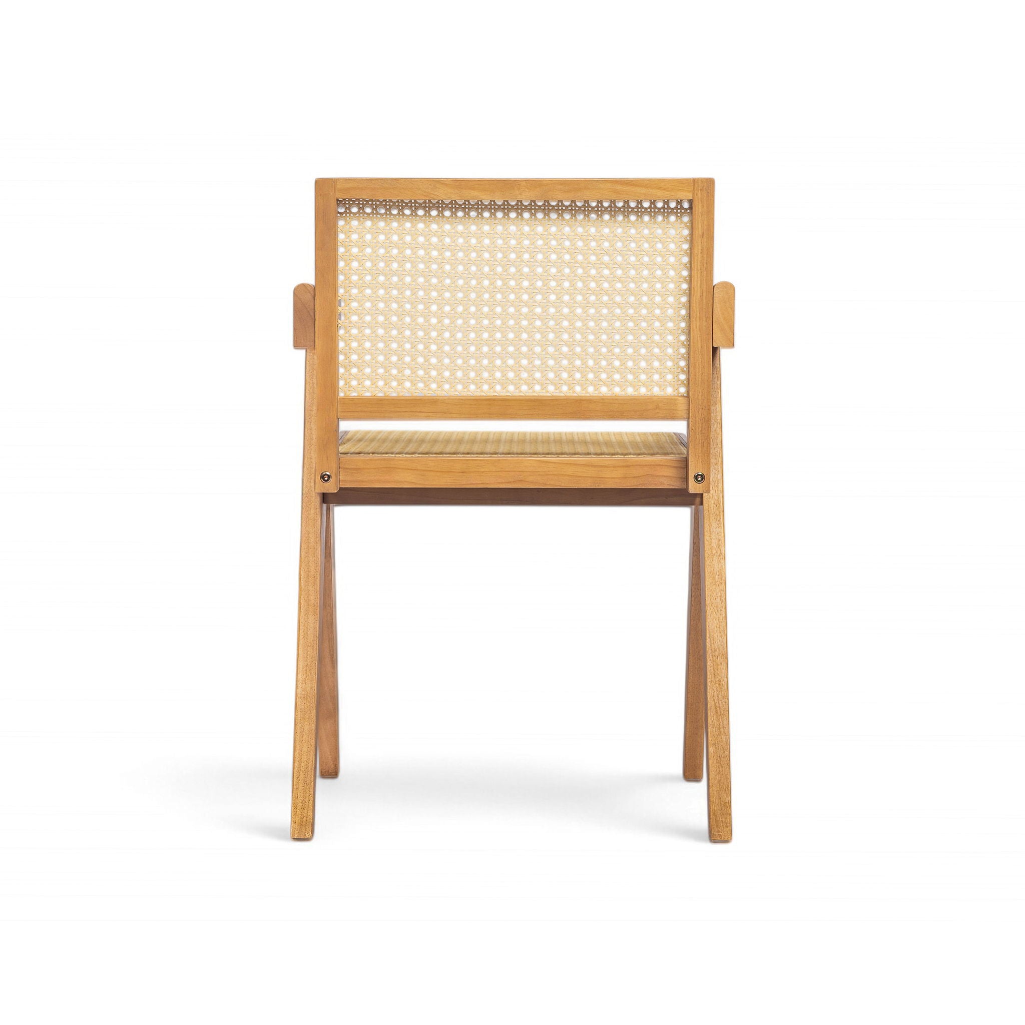 Chandigarh Arm Dining Chair With Natural Cane Design (Set of 2)