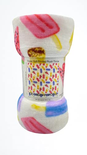 Summertime Fun by Decor&More Extra Soft Throw Blanket (50" x 60") - Ice Cream, Popsicles & Watermelon for Boys and Girls and Kids of Any Age - Best Buy Furniture
