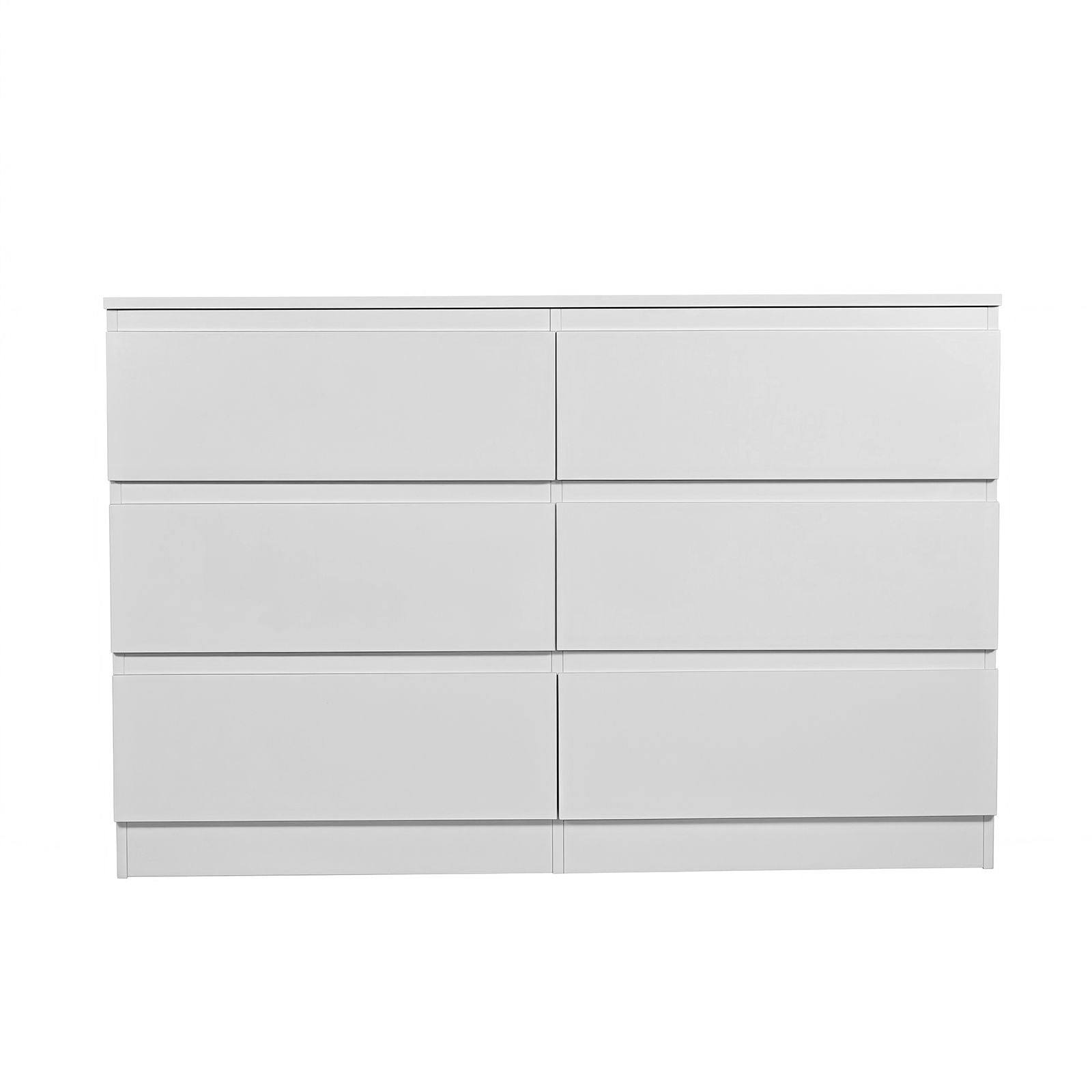 Modern 6 Drawer Dresser With Spacious Countertop And Concealed Handles, Storage Cabinet For Bedroom And Living Room - White