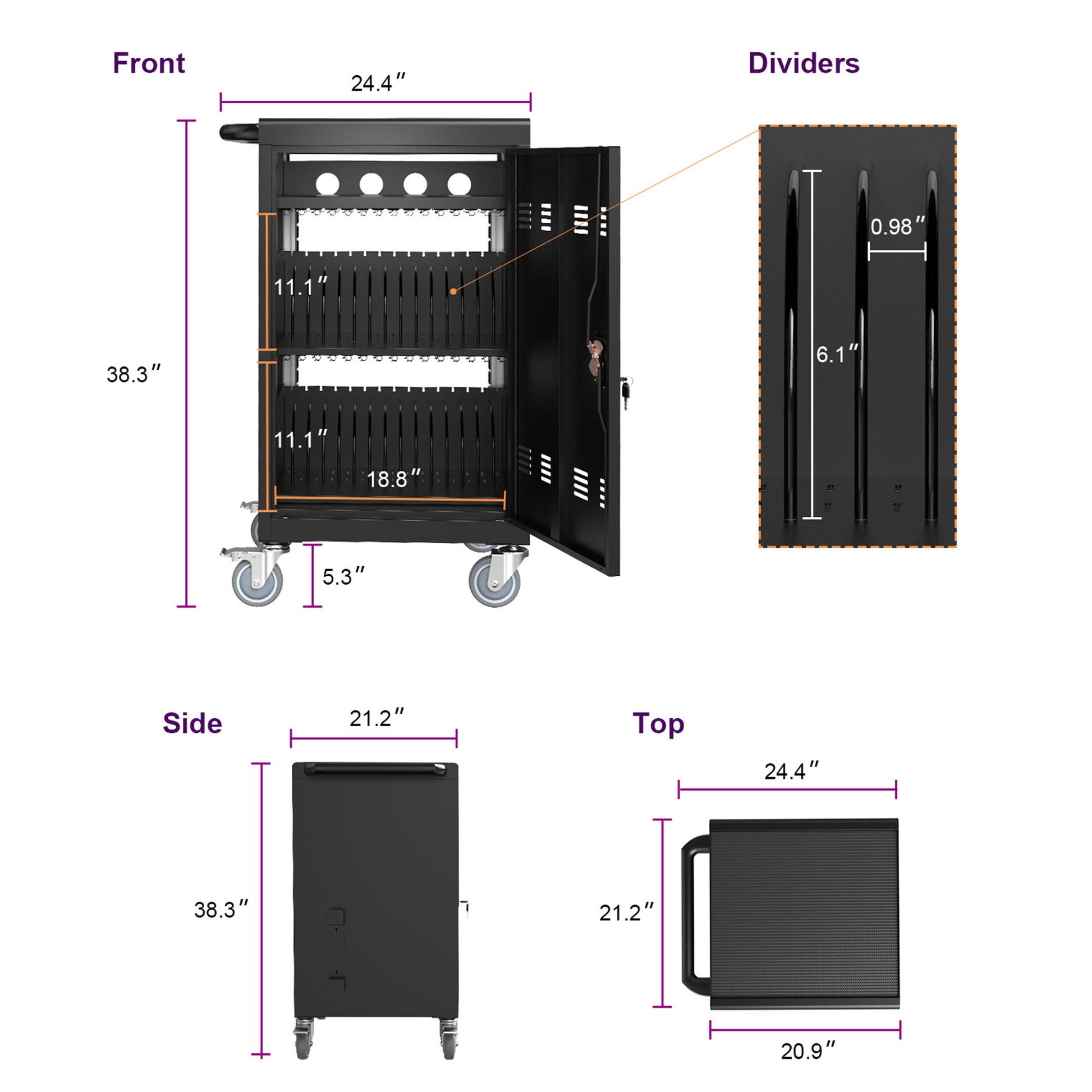 Mobile Charging Cart For Tablets Laptops 35, Device Capacity Matt Metal - Best Buy Furniture