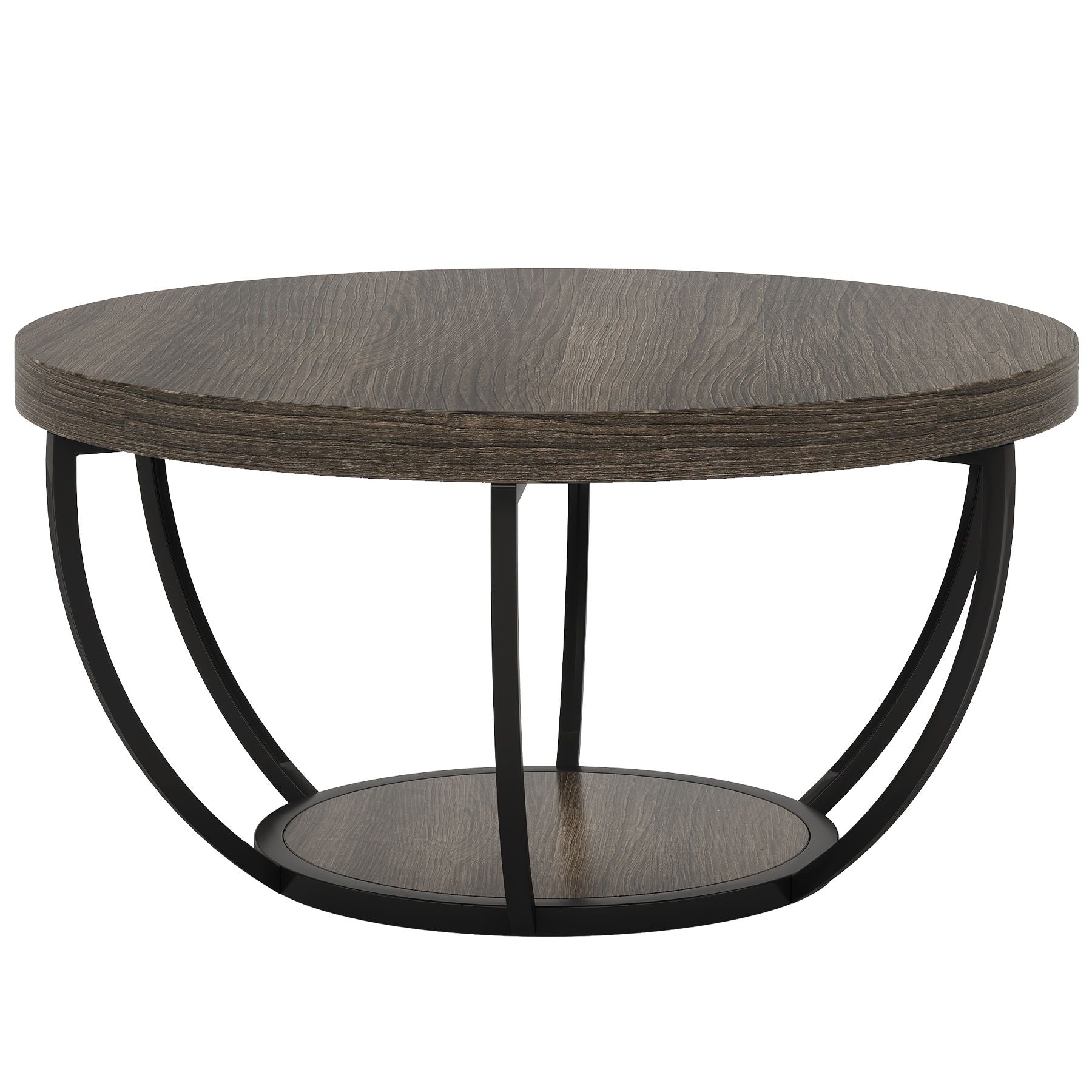 2 Tier Circle Coffee Table With Storage Shelves