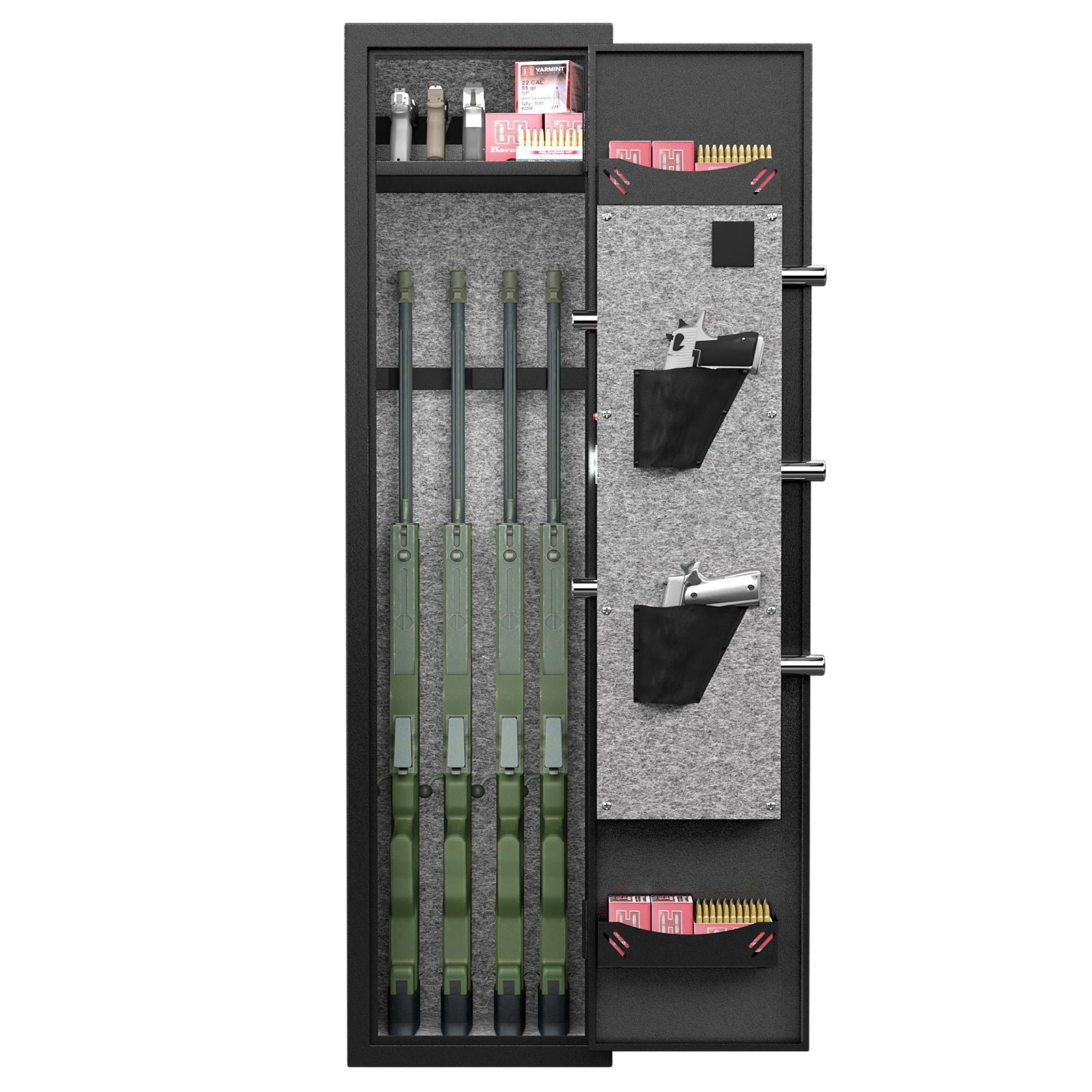 3 - 4 Gun Safe For Rifles And Pistols, Quick Access Password Gun Safe, High Security Metal Rifle Safe Locker With Removable Shelf And 2 Adjustable Gun Slots - Black - Best Buy Furniture
