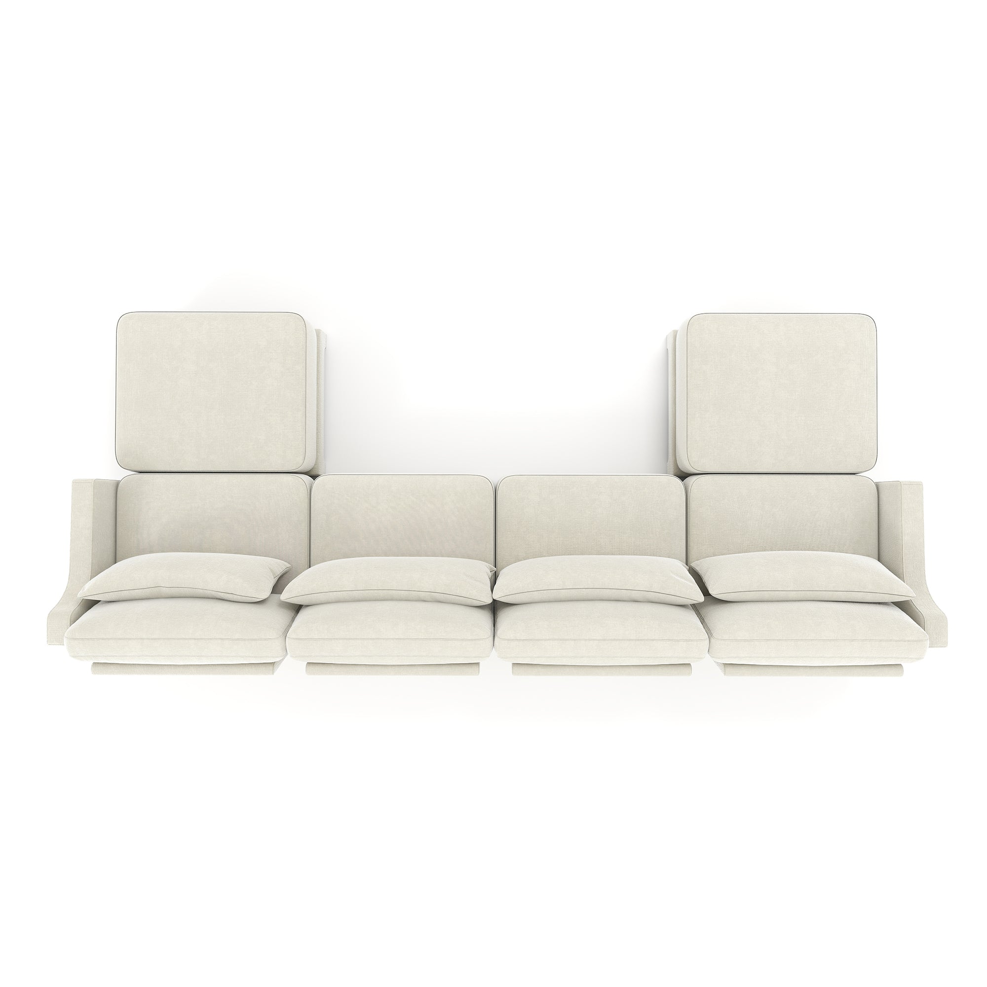 Elegant Four-Seater Sofa with Movable Ottoman and Lumbar Pillow