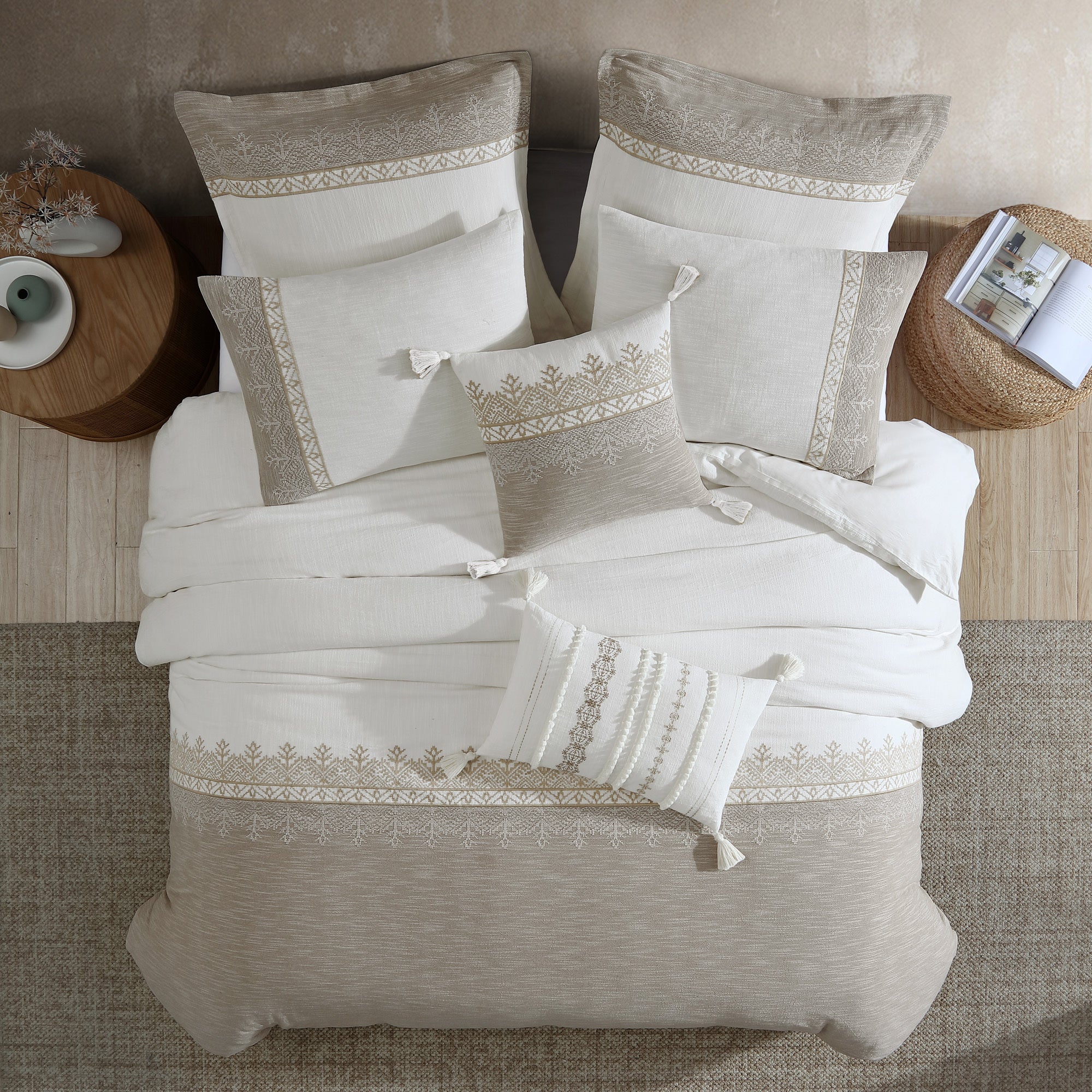 Preston 5-Piece Textured Woven Jacquard Comforter Ensemble