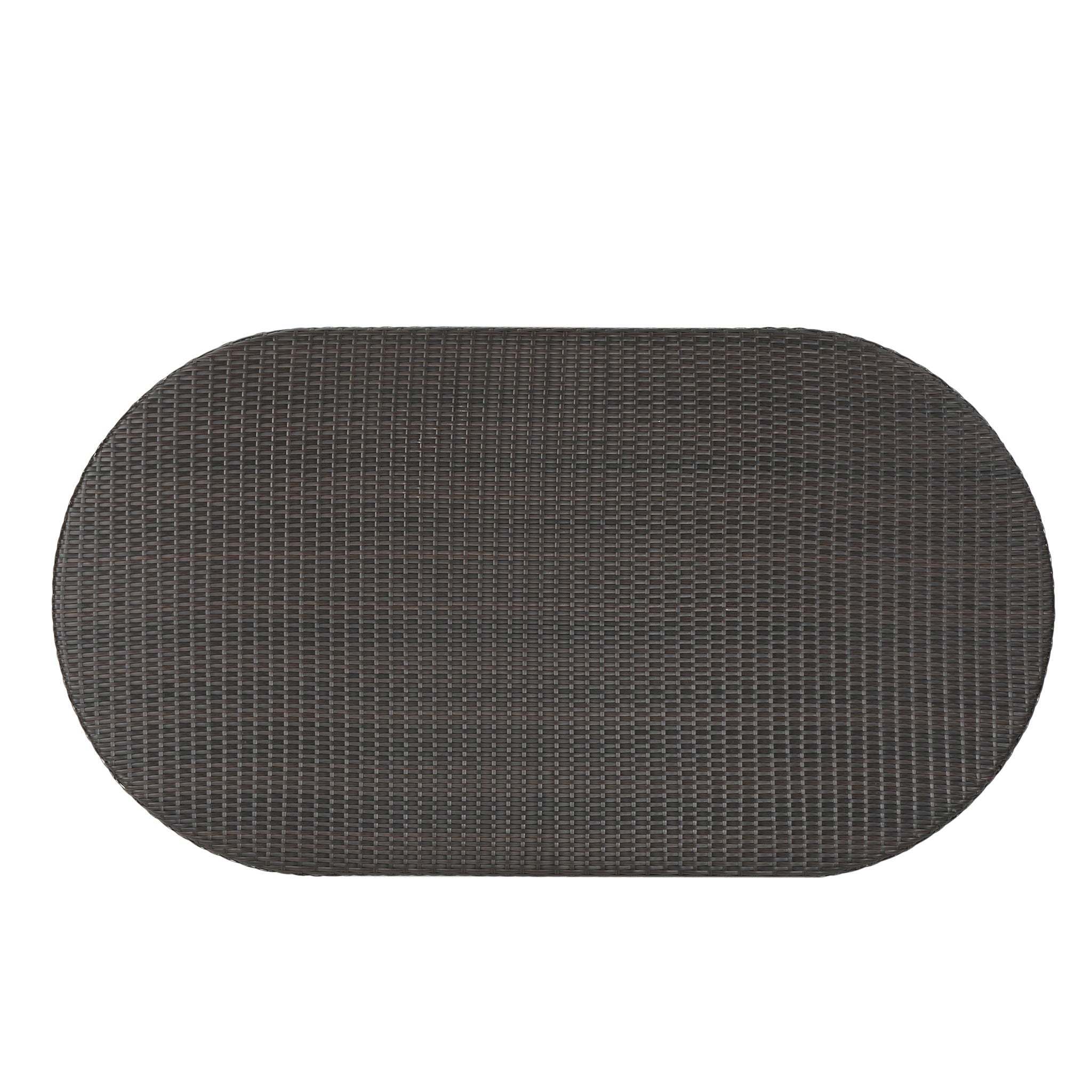 Outdoor Oval Dining Table With Silver Tipped Legs - Brown Multi