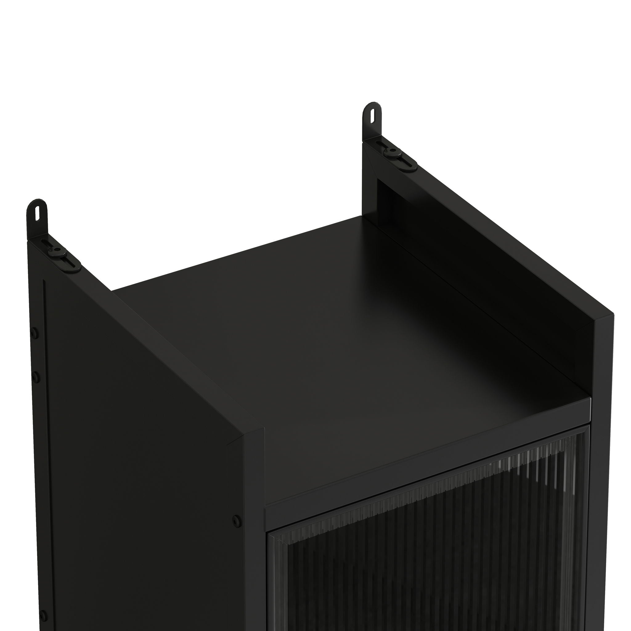 Glass Door Cabinet With Tier Storage