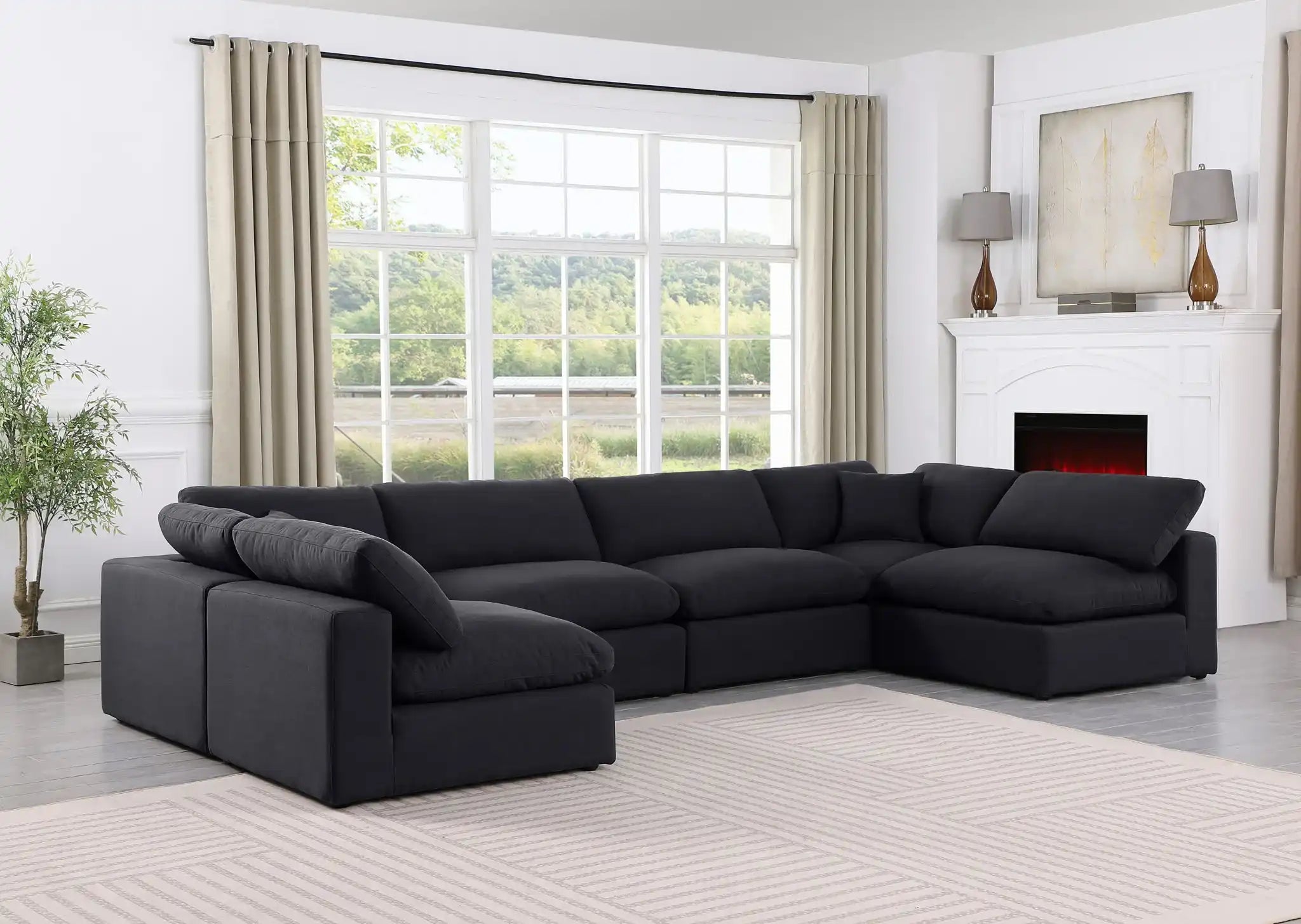 Comfy - 6 Piece Linen Modular Armless Sectional