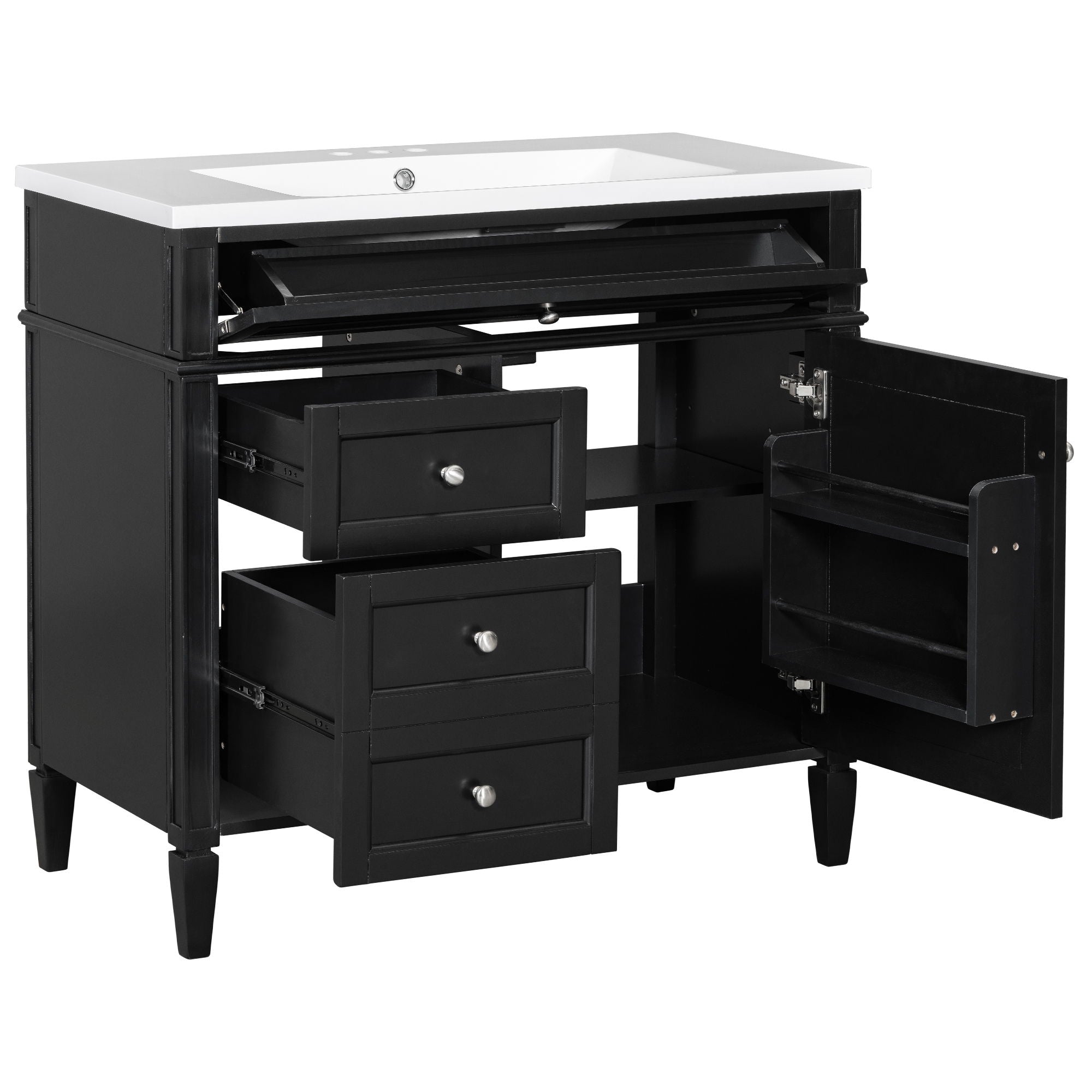 Bathroom Vanity With Top Sink, Storage Cabinet With 2 Drawers And Tip Out Drawer