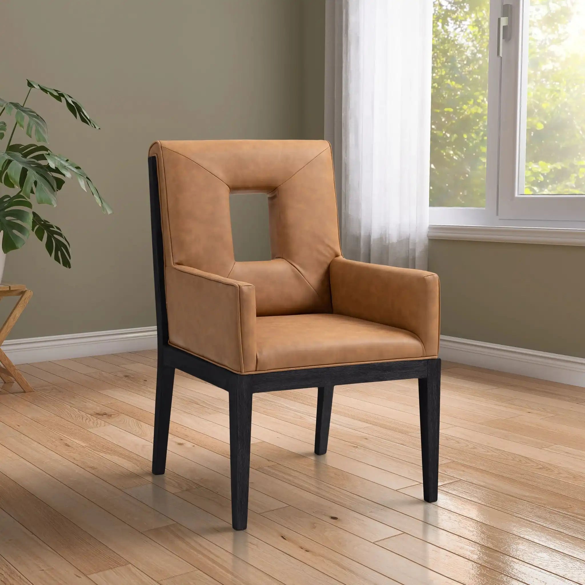 Gwendolyn - Faux Leather Dining Arm Chair With Black Frame