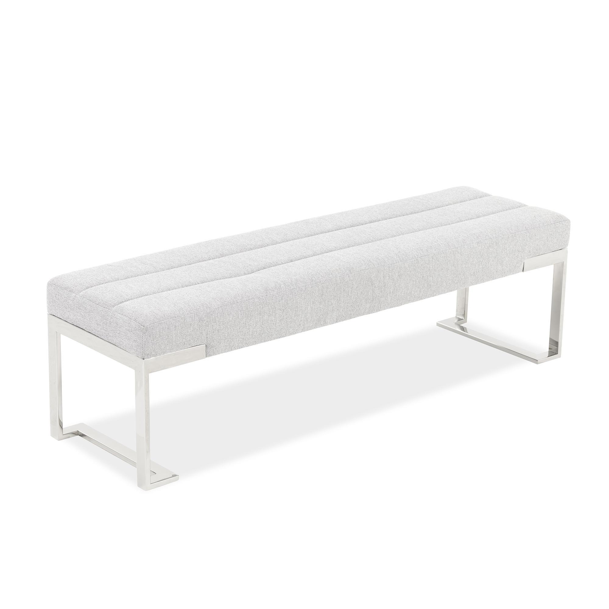 Signature Beds & Benches - Tulip Accent Bench - Gray / Chrome