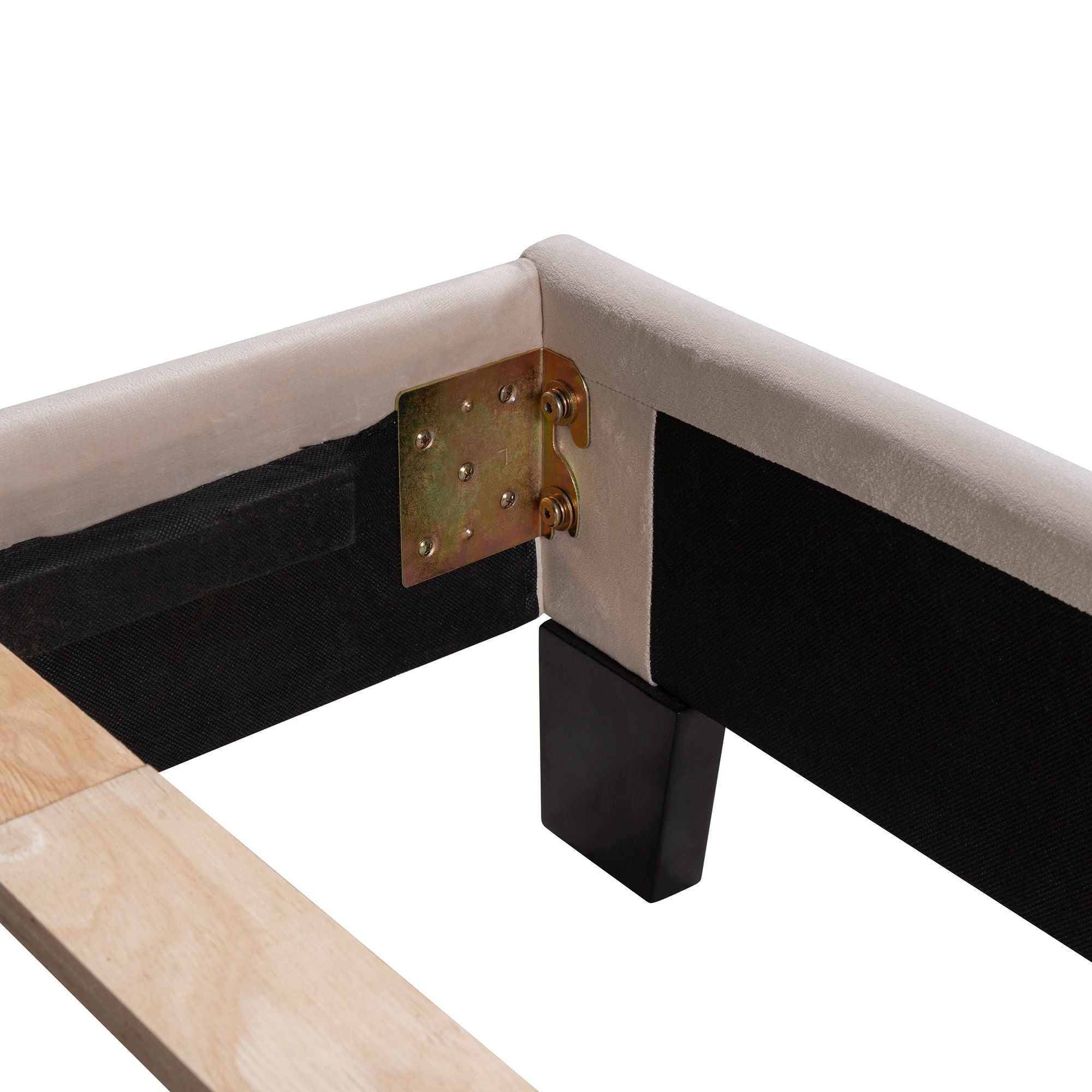 Velvet Upholstered Platform Bed, Box Spring Needed