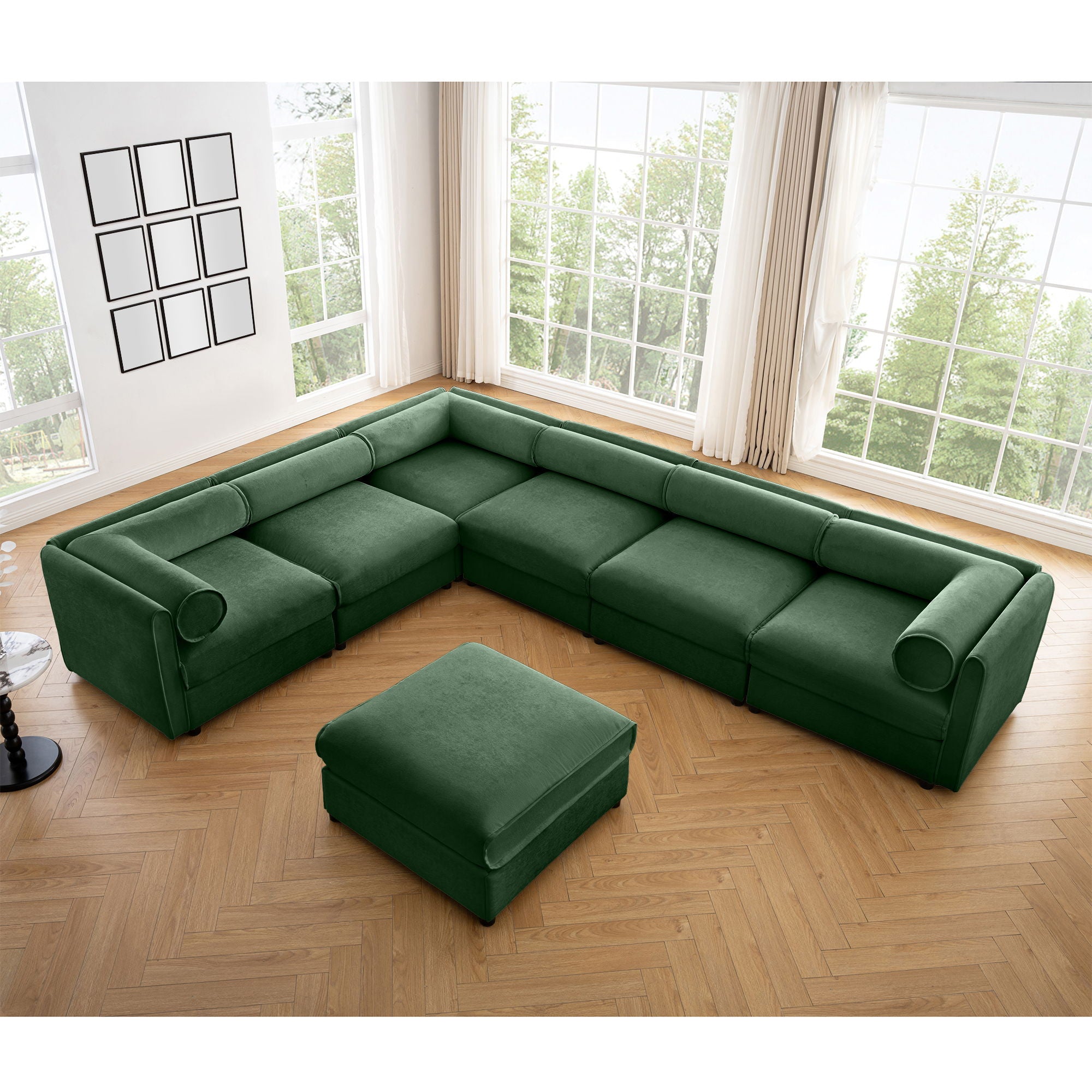 Contemporary Elegant White Chenille Sofa With Storage And Ottoman