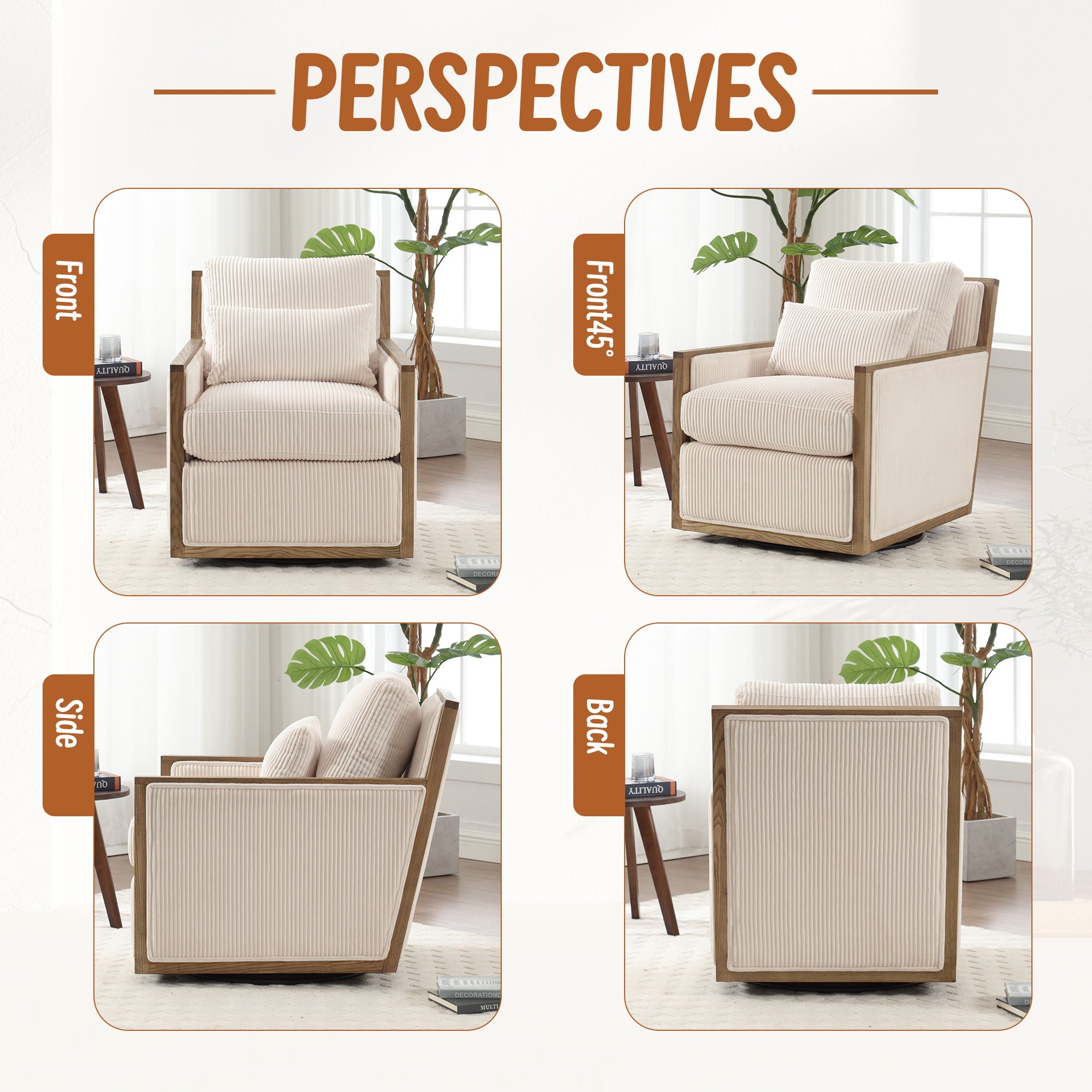 Comfy Accent Barrel Chair, 360 Degree Swivel