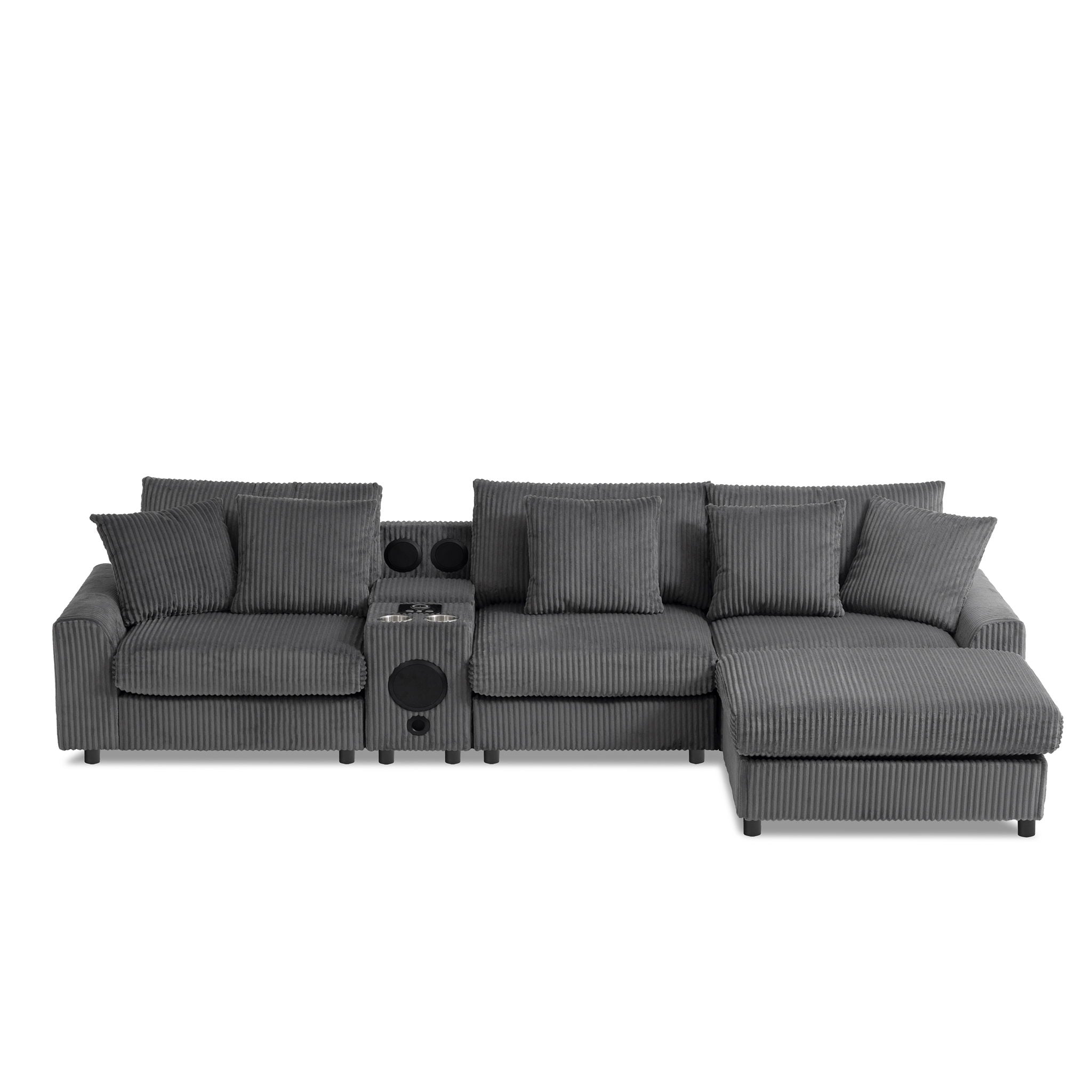 Sectional With Bluetooth Speakers L Shaped Couch With Console USB Charger, Cup Holders Storage Ottoman Deep And Wide Seat Cloud Sofa - Best Buy Furniture