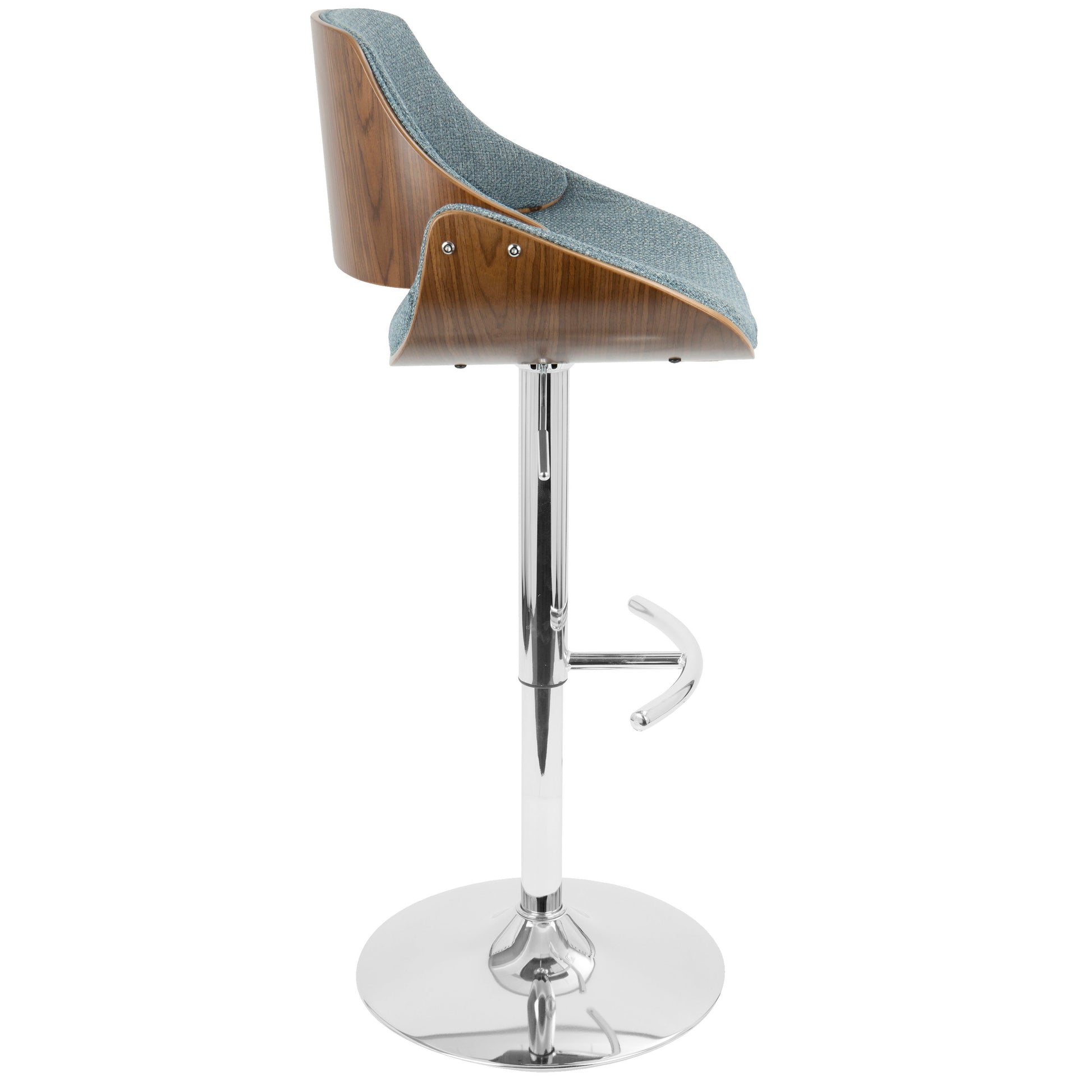 Fabrizzi - Mid Century Modern Adjustable Barstool With Swivel With Rounded T Footrest (Set of 3) - Best Buy Furniture