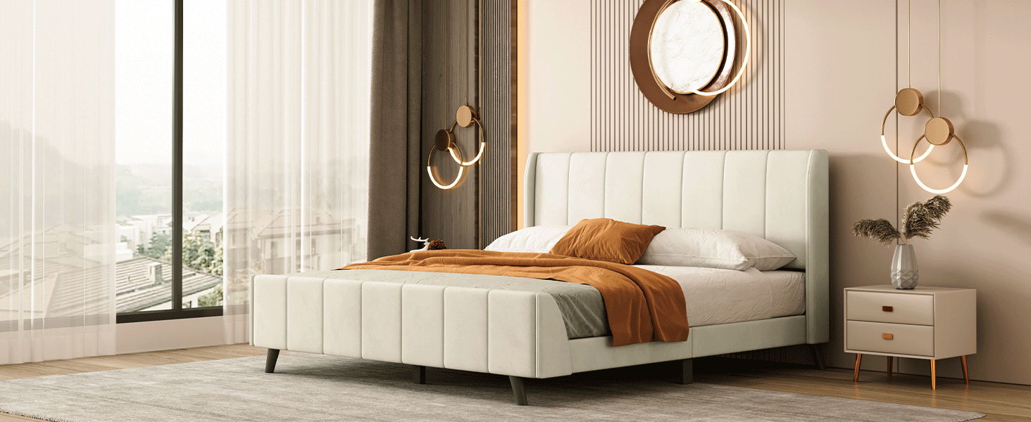 Upholstered Platform Bed Velvet